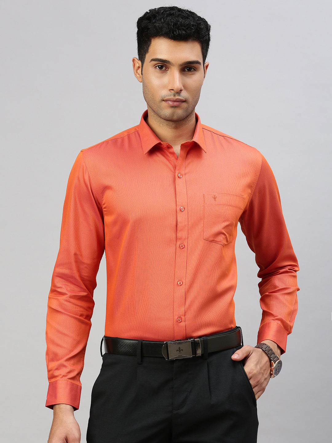 Mens Cotton Rich Shirt Orangy Red TZ5