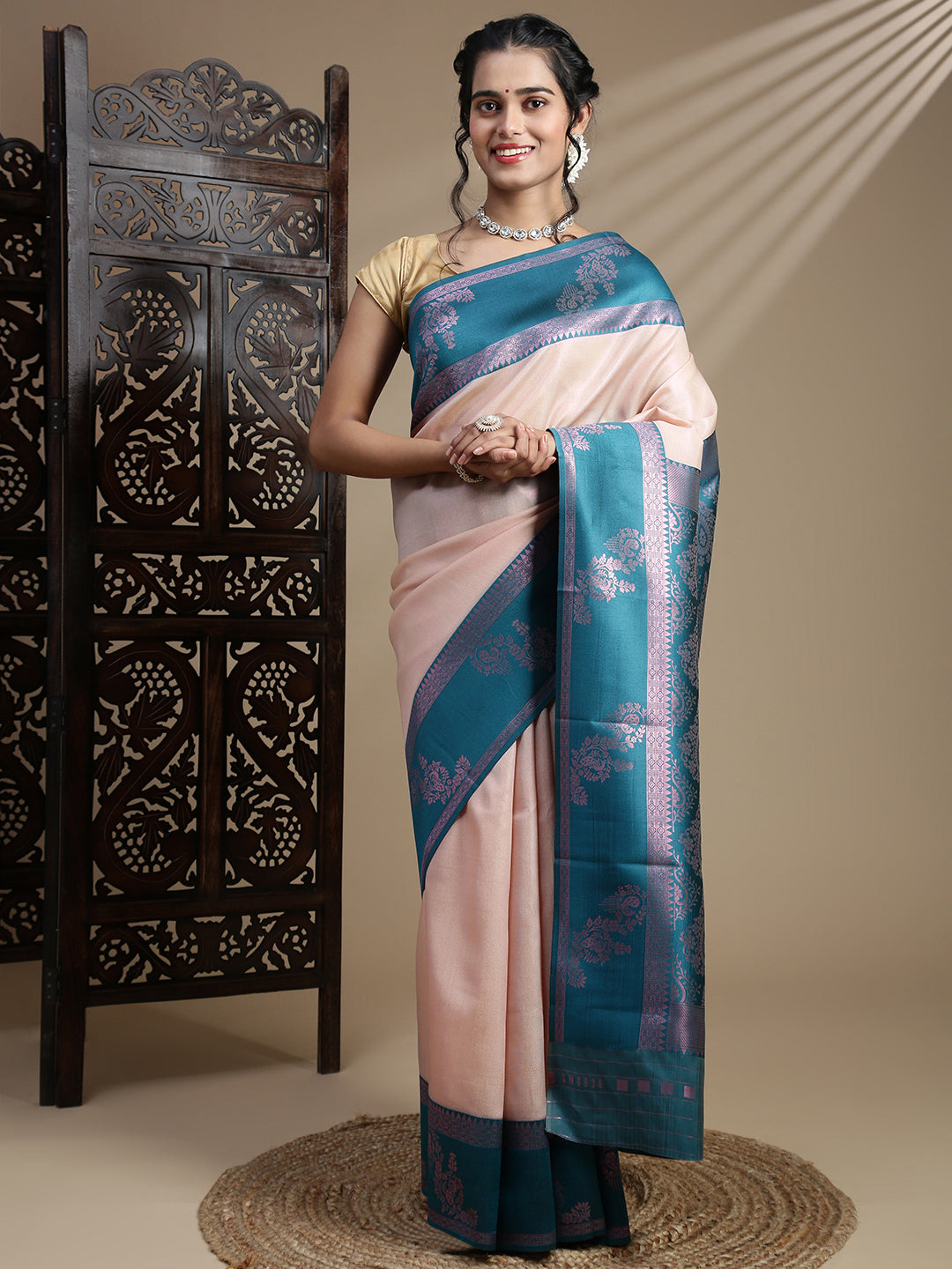 Women Copper Tissue Saree TS62