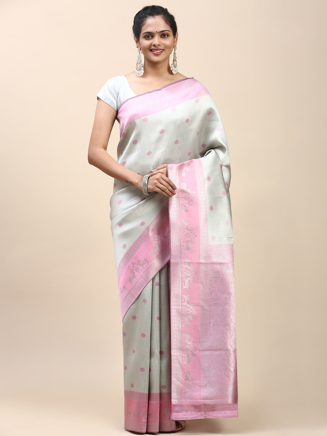 Women Semi Silk Saree Silver SS288