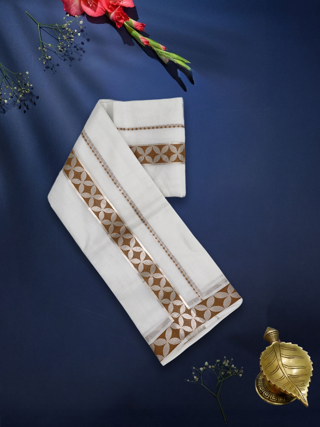 Men Premium Cotton Double Layer White Dhoti with Fancy Jari Border Luxury Club LC21