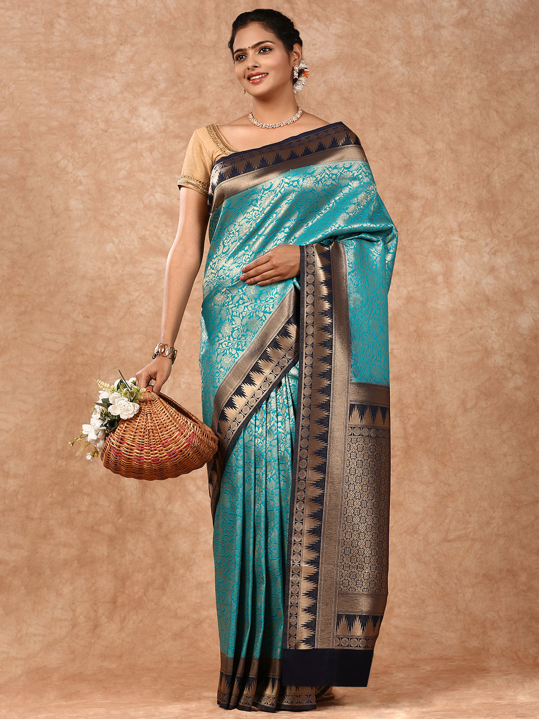 Women Semi Silk Saree Blue SS207