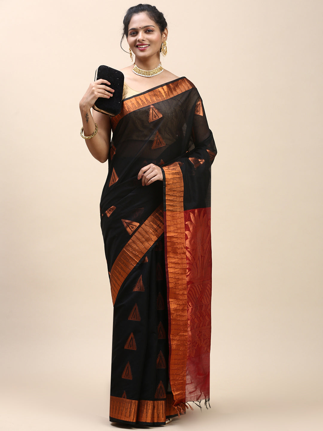 Couple Combo Shirt & Dhoti Set with Saree Black SS304