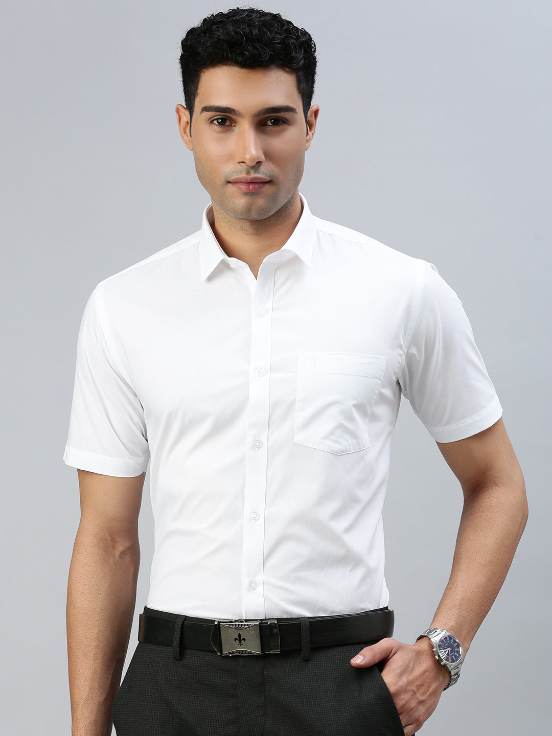 Mens Smart Fit 100% Cotton White Shirt  First Look