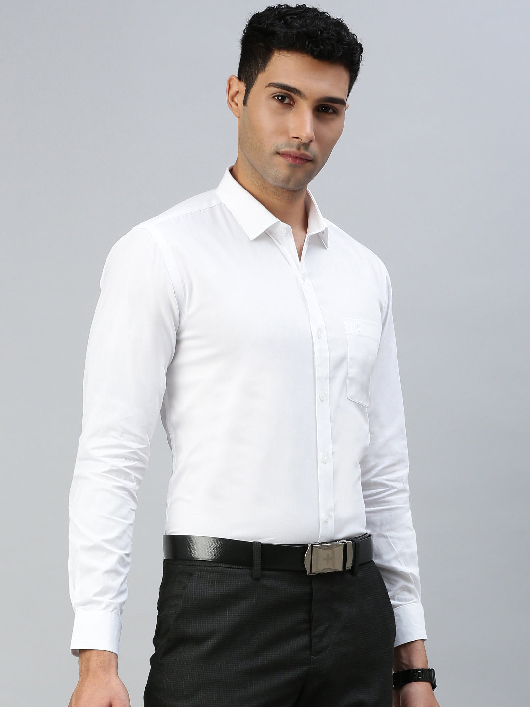 Mens 100% Cotton White Full Sleeves Shirt Winner (2 Pcs Pack)