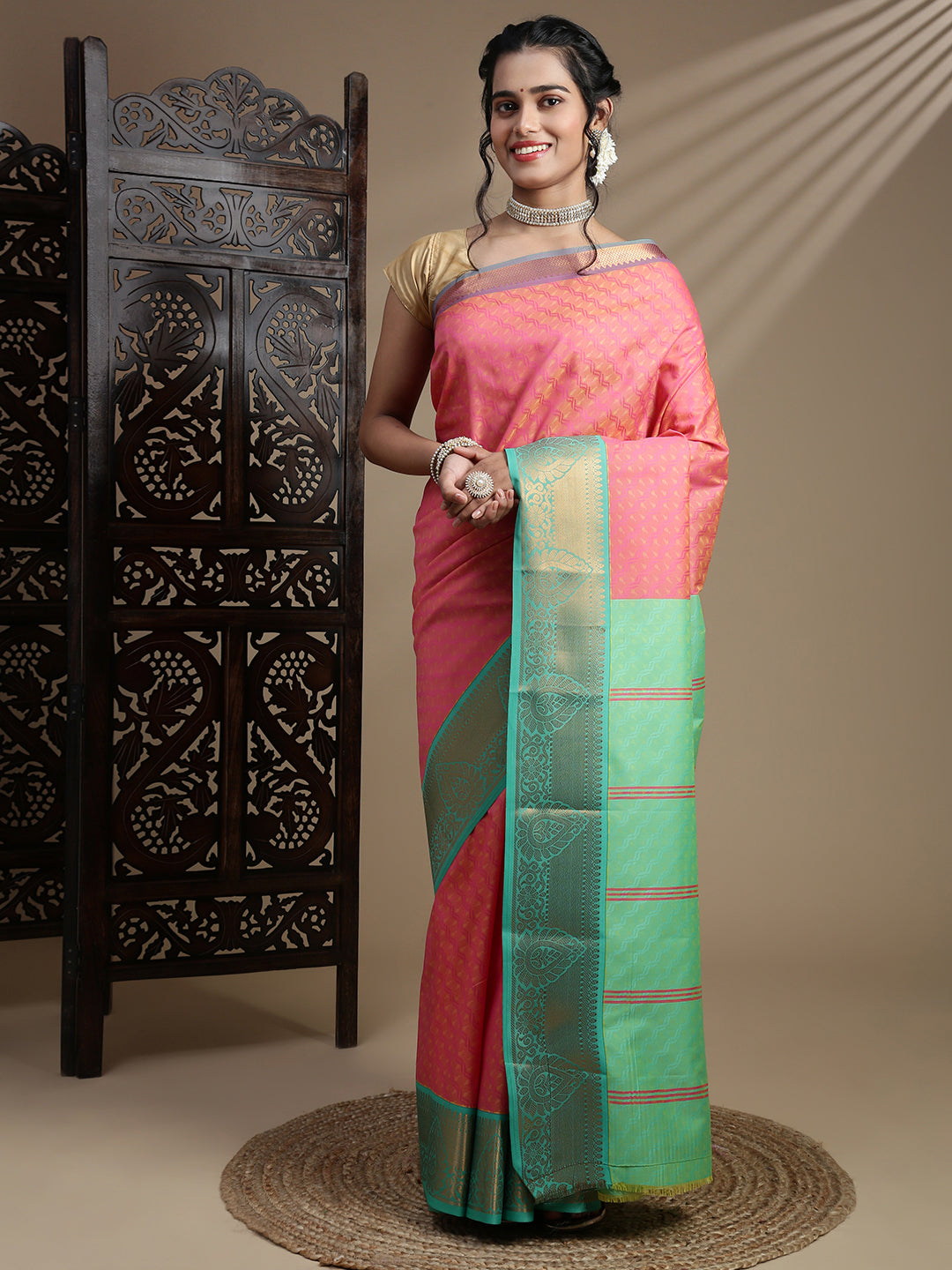 Women Light Orange Art Silk Saree ASS123