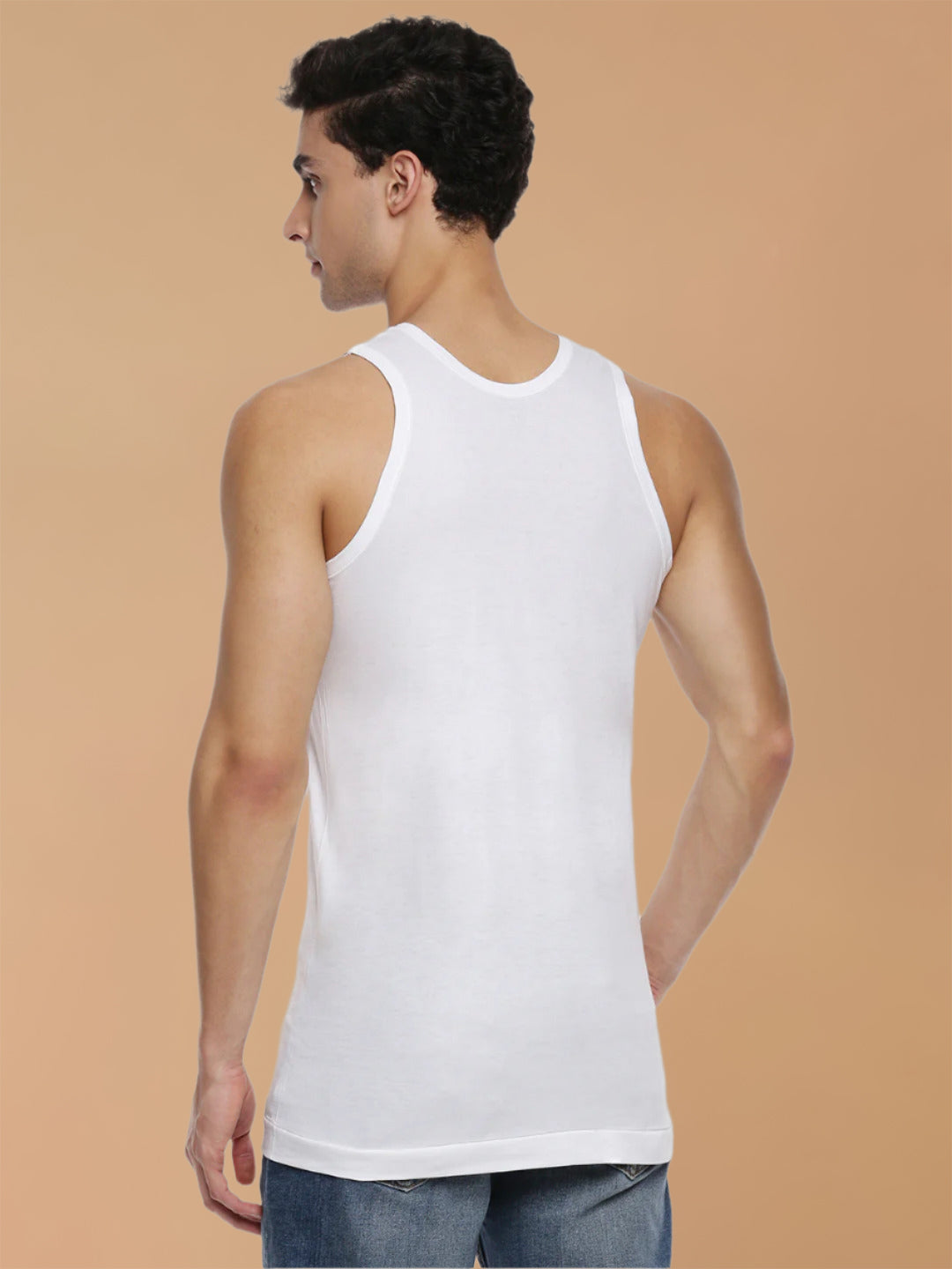100% Combed Cotton White Vest RN Sukra Value Pack (Pack of 4)