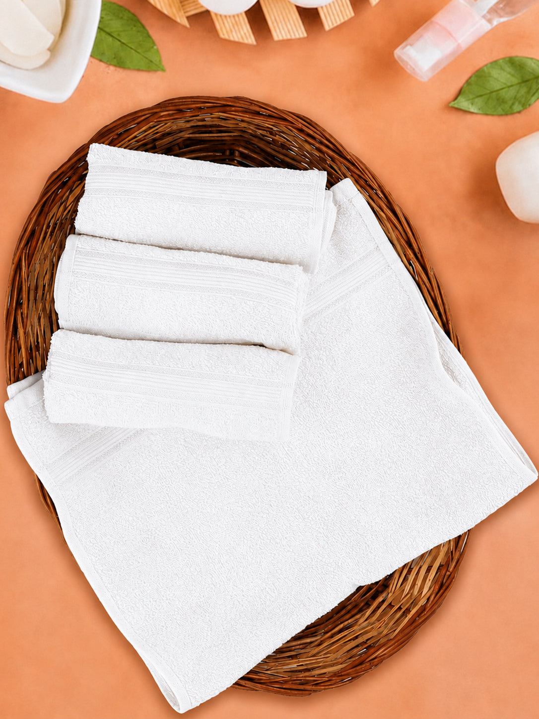 Soft Cotton Deluxe Hand Terry Towel White HW(Pack of 4)