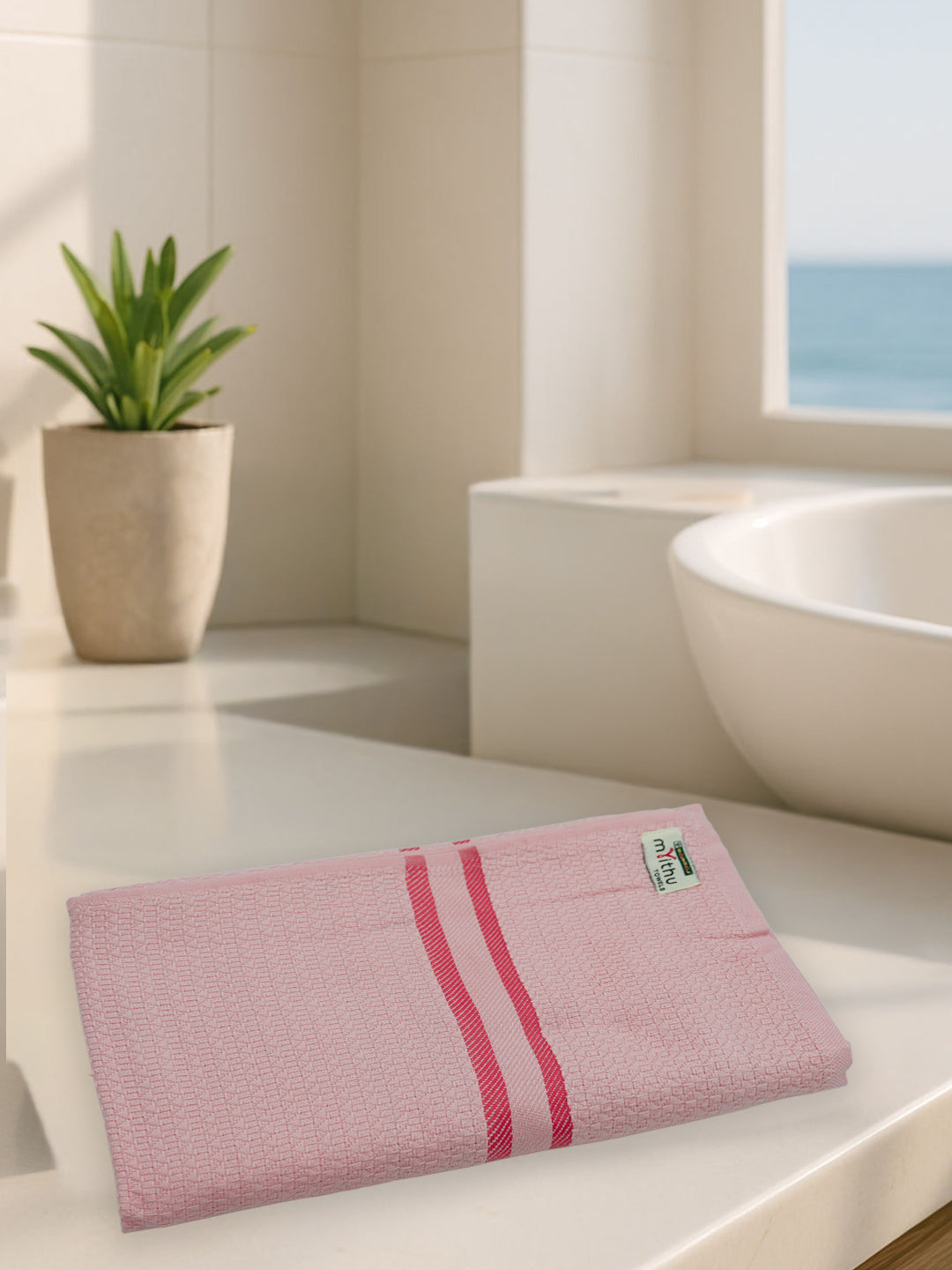 100% Cotton Self Designed Bath Towel Peach Magnus MCB10