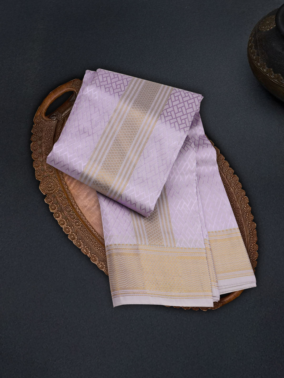 Men Art Silk Wedding Shirting Dhoti & Towel Set Violet Touch Tone TT25