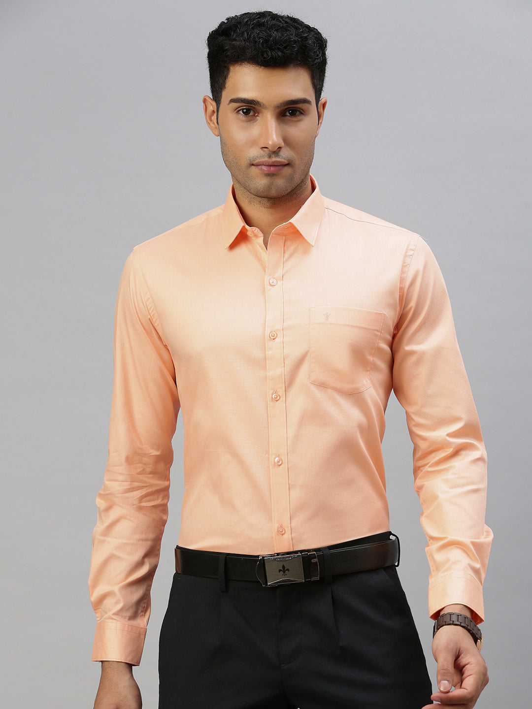 Men 100% Cotton Shirt Orange TW2