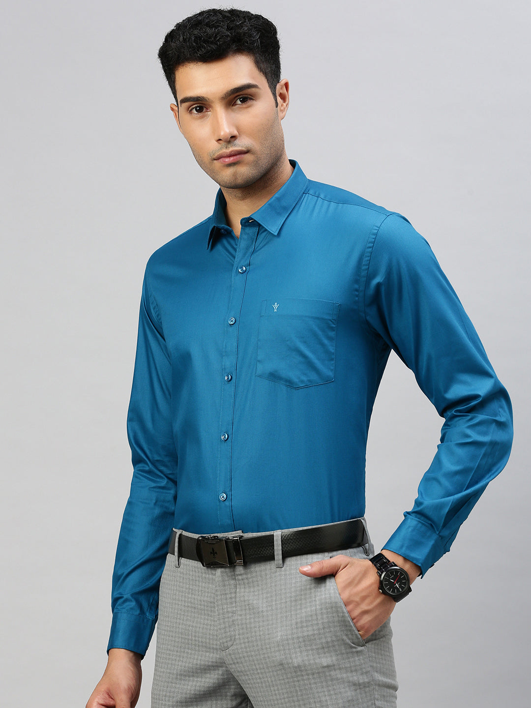 Men 100% Cotton Shirt Blue TW6