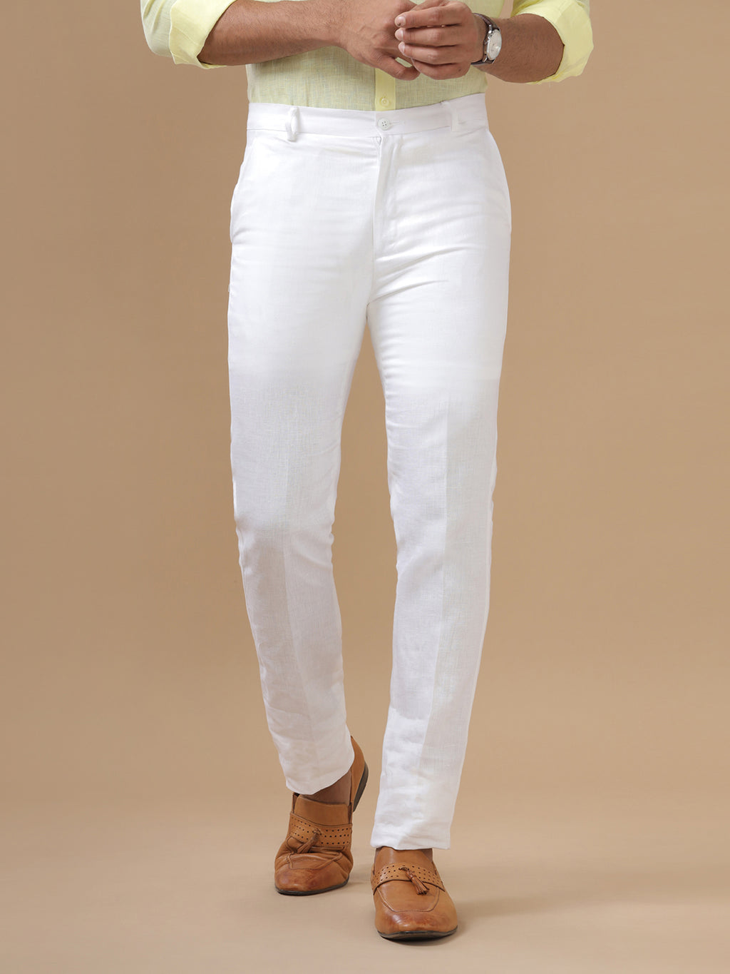 Men Pure Linen White Pant With Trim Fit WH01 men-pure-linen-white-pant-with-trim-fit-wh01