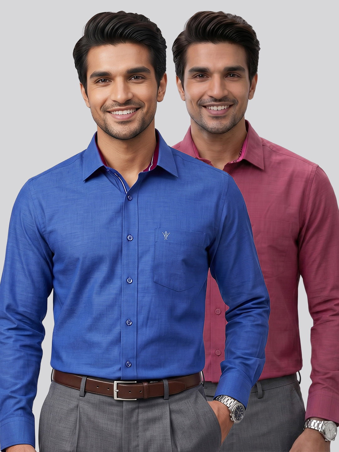 Men's 100% Cotton Smart Fit Dark Blue & Maroon Shirts – 2 Piece Combo