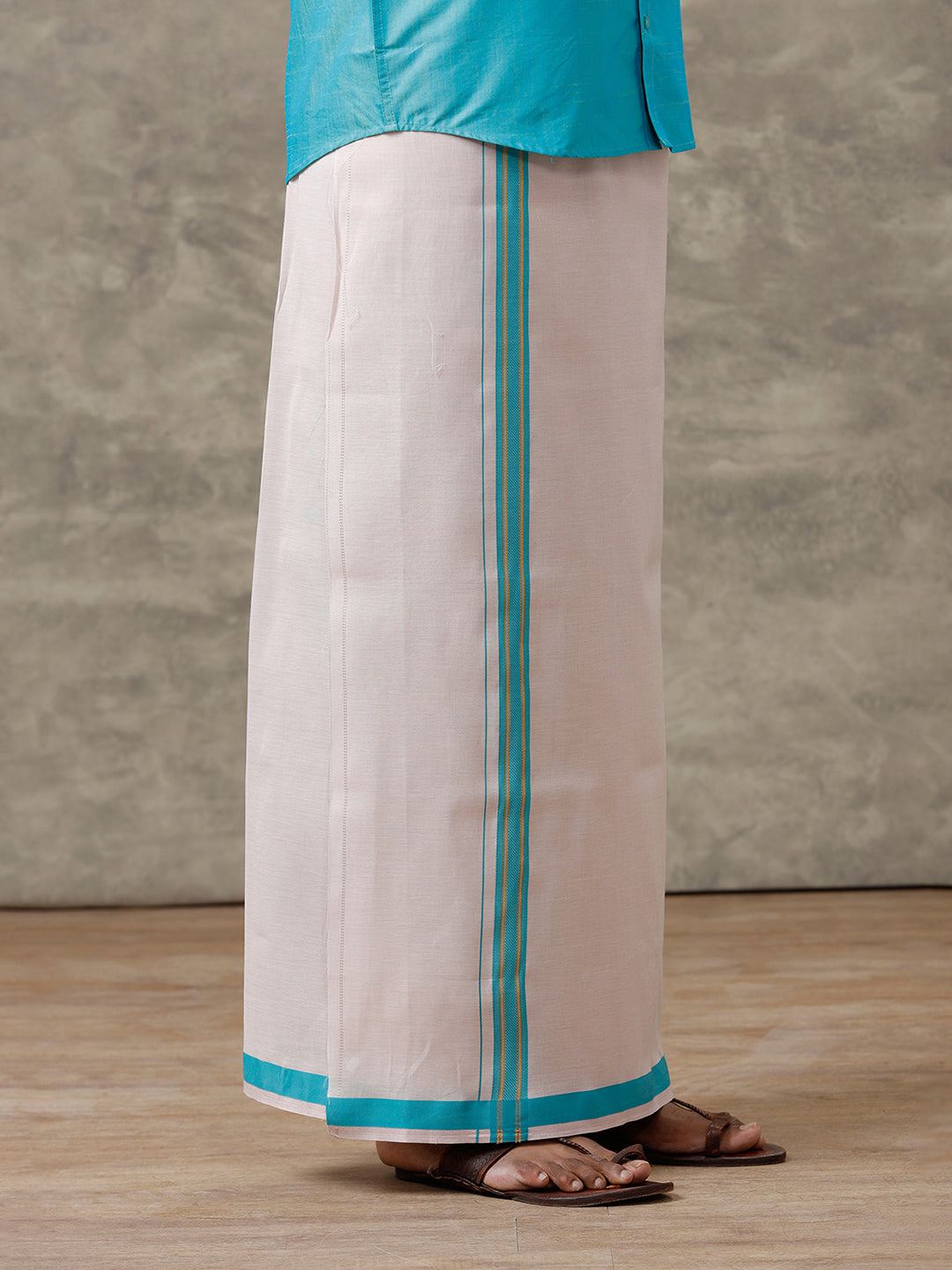 Couple Combo Shirt & Dhoti Set with Saree Blue SS322
