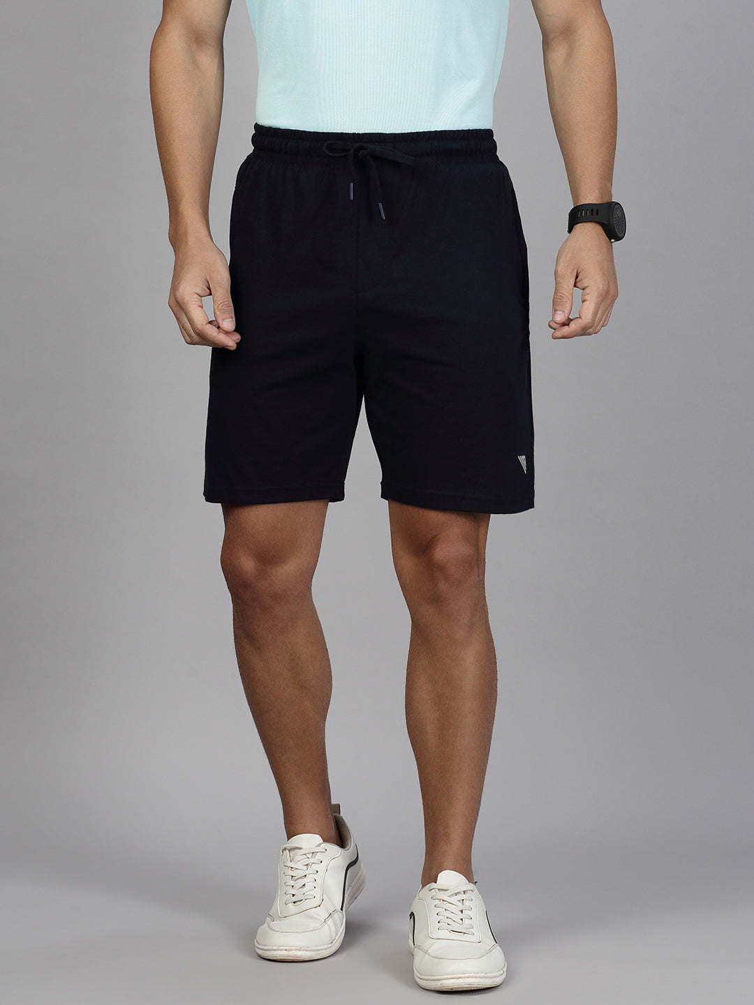 Men T-shirt and Shorts Combo Heather Aqua Blue with Black