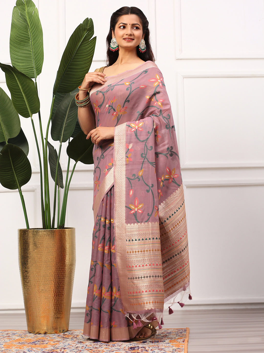 Womens Semi Silk Saree Purple SS241