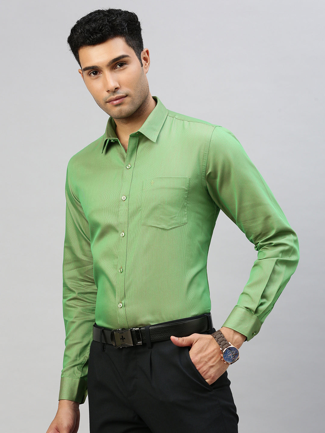 Mens Cotton Rich Shirt Green TZ3