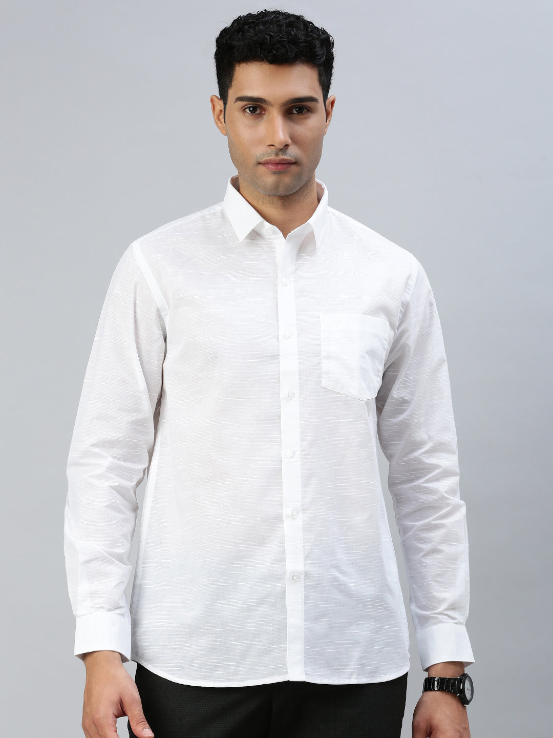 Men Cotton Rich White Shirt Celebrity White V5