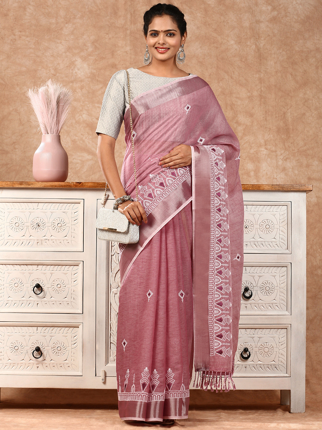 Womens Semi Silk Saree Purple SS161