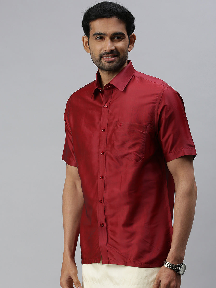 Men Silk Feel Maroon Colour Shirt SFC03