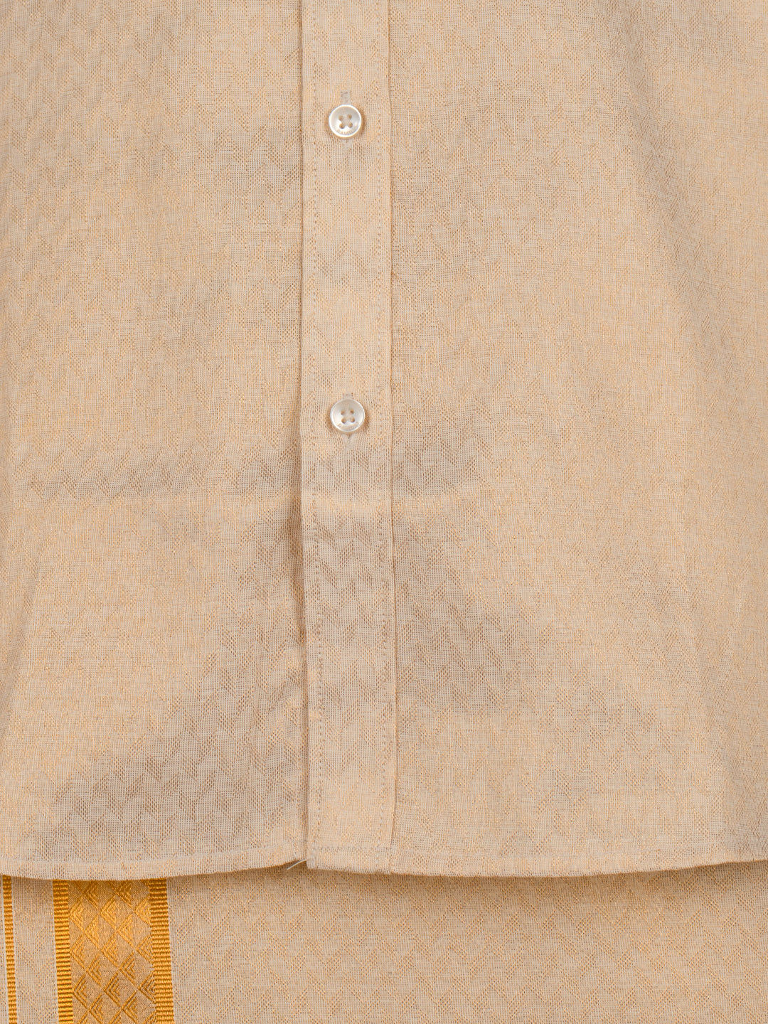 Men Gold Tissue Jacquard Full Sleeves Shirt with Matching Dhoti Set GD12