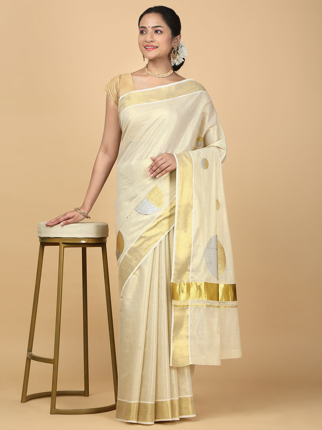 Women Kerala Tissue Gold Saree KS215