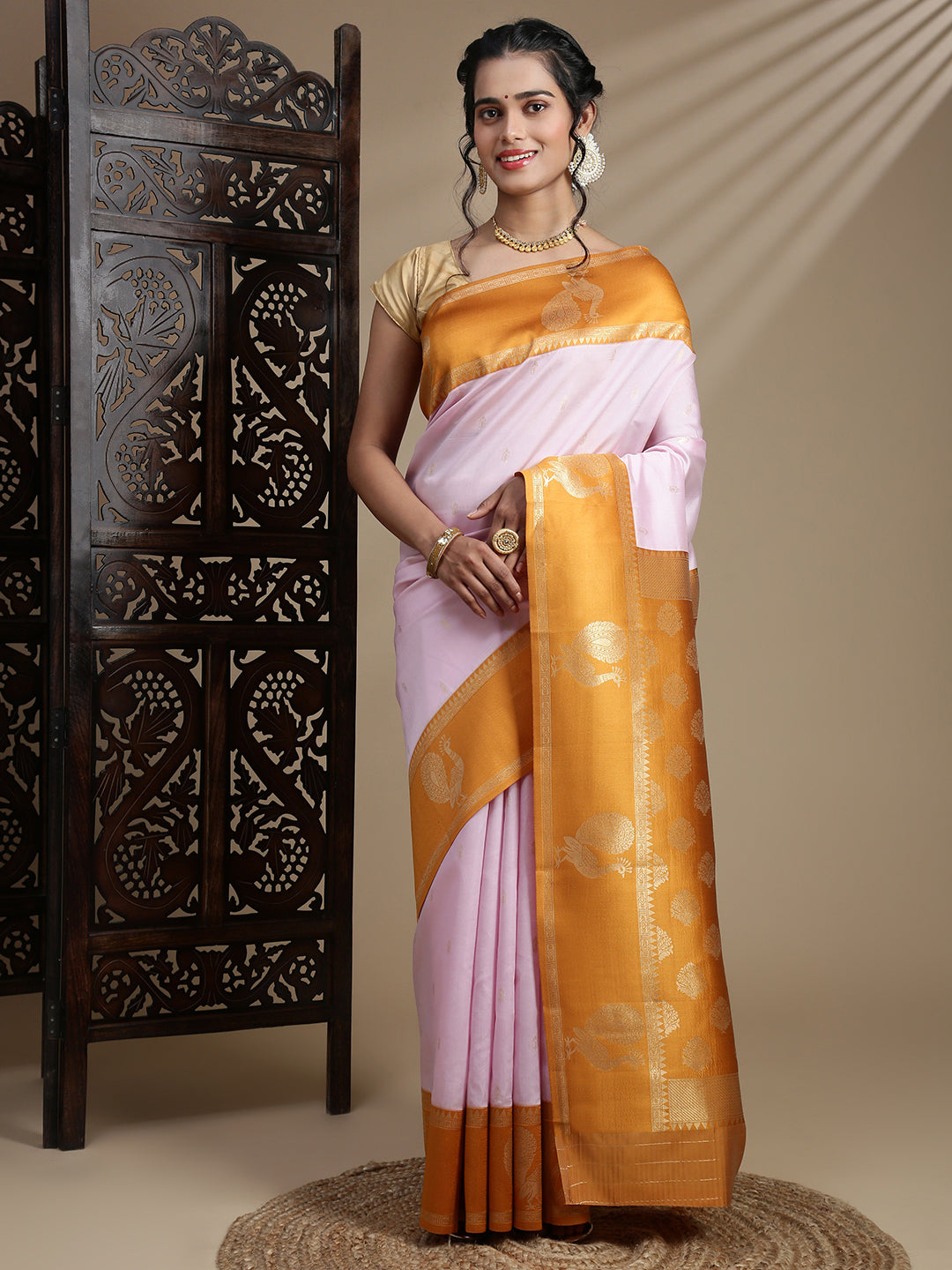 Women Light Pink Soft Silk Saree SS382