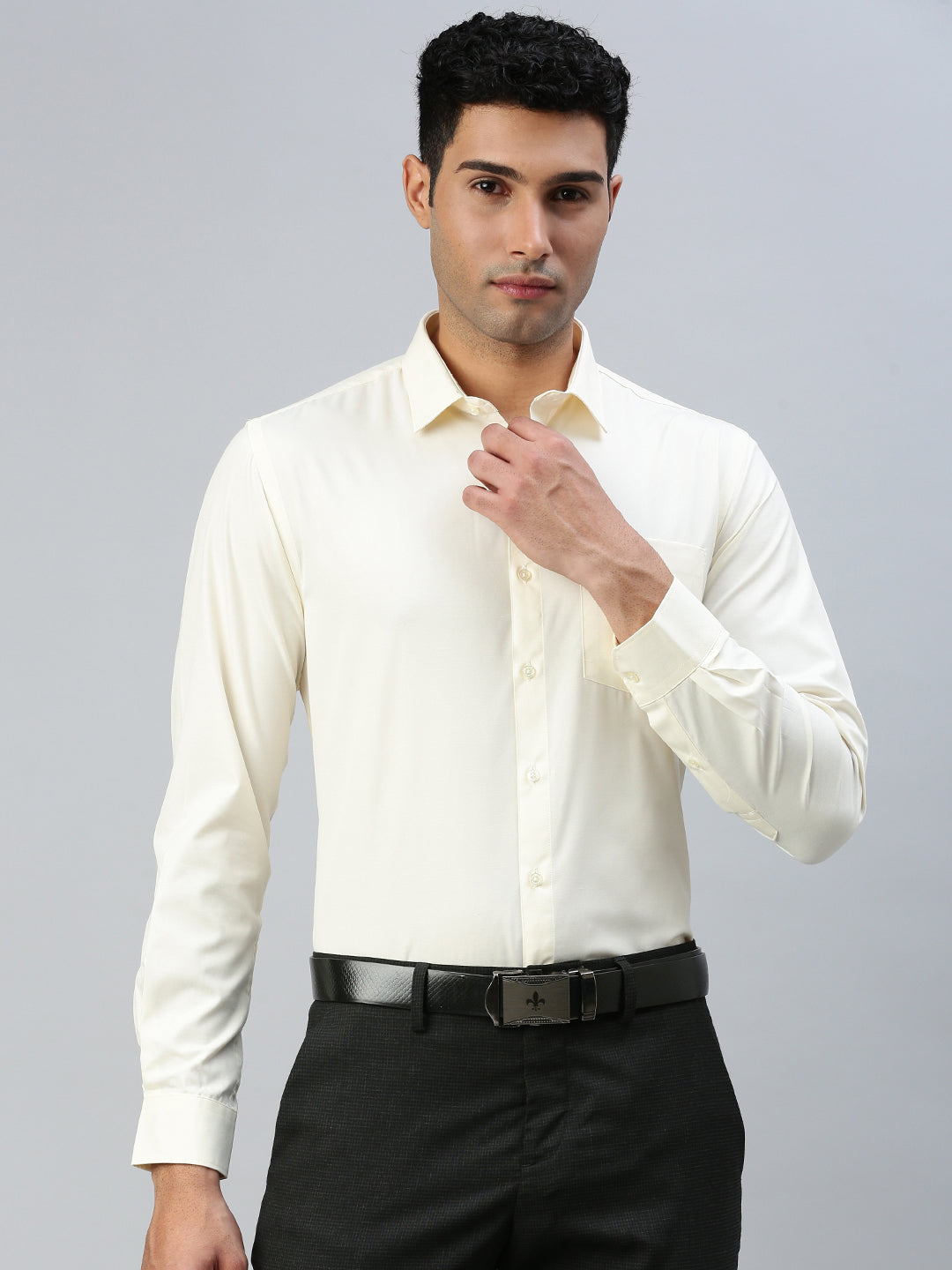 Men Cotton Rich Shirt Cream Kalyan Cotton