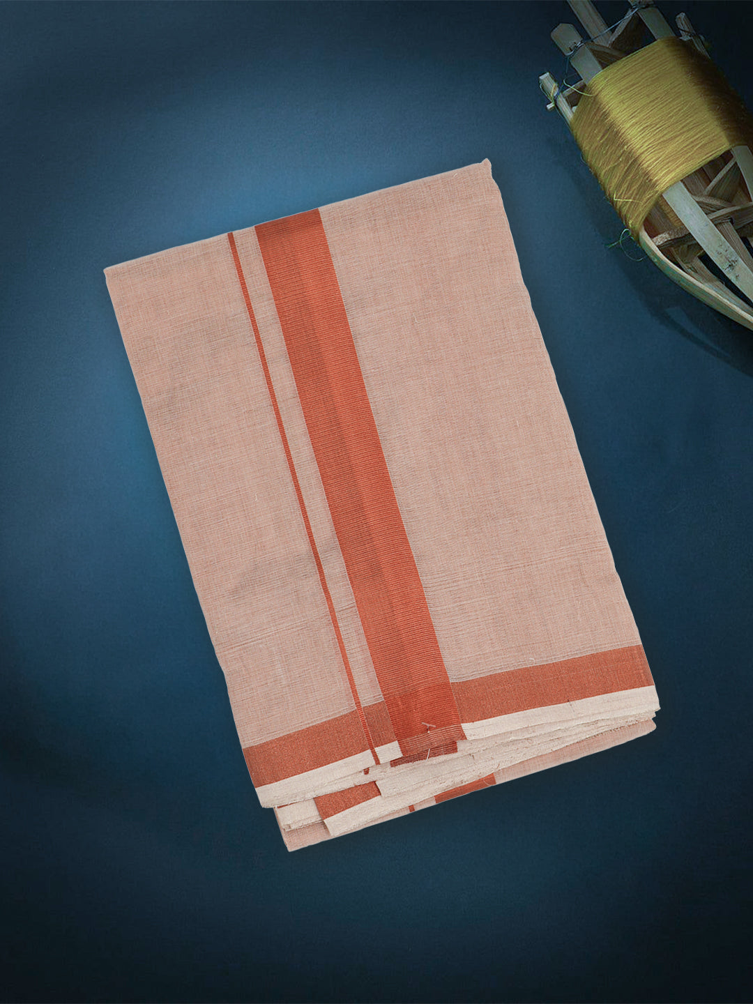 Men Premium Handloom Tissue Copper with Dhoti Jari Border HLM79