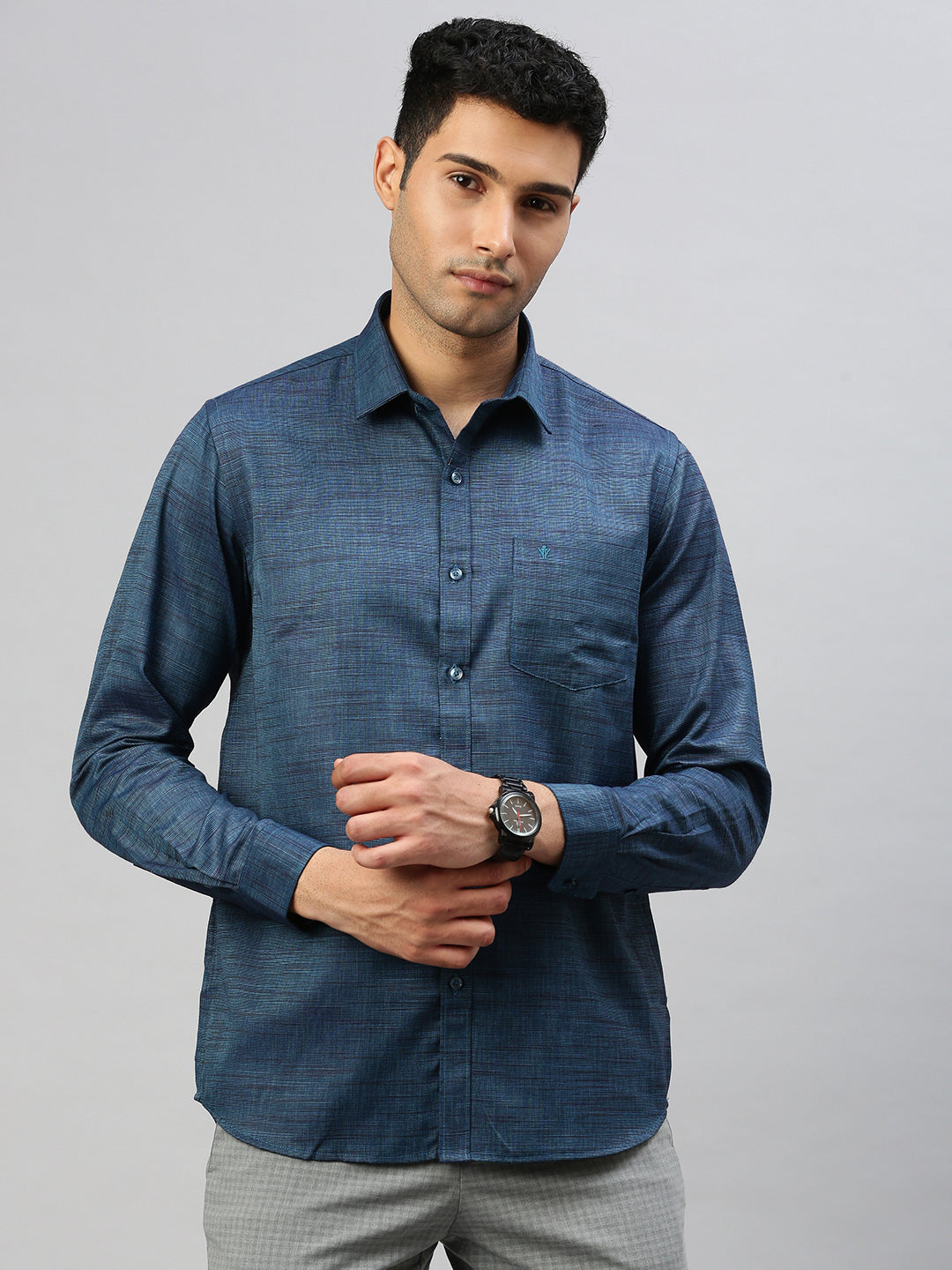 Mens Cotton Blend Shirt Navy T33 TI5