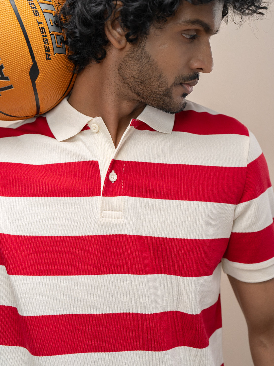 Men Smart Fit Engineered Polo T-Shirt Red with Sandal EN21