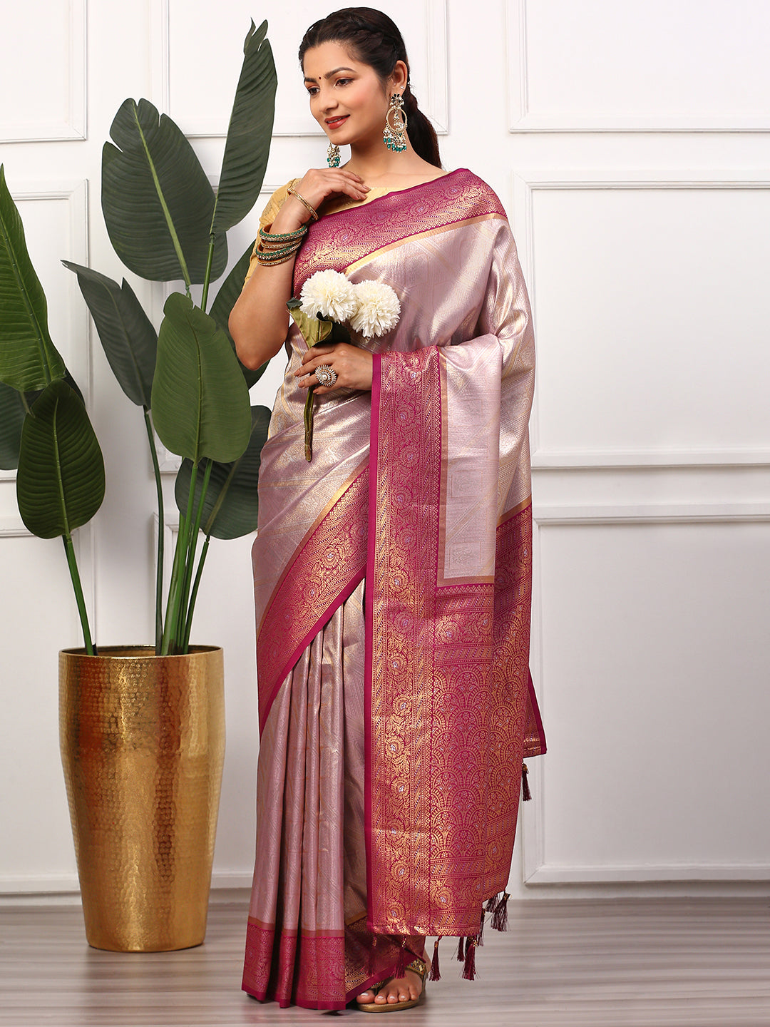 Womens Semi Silk Saree Purple SS262