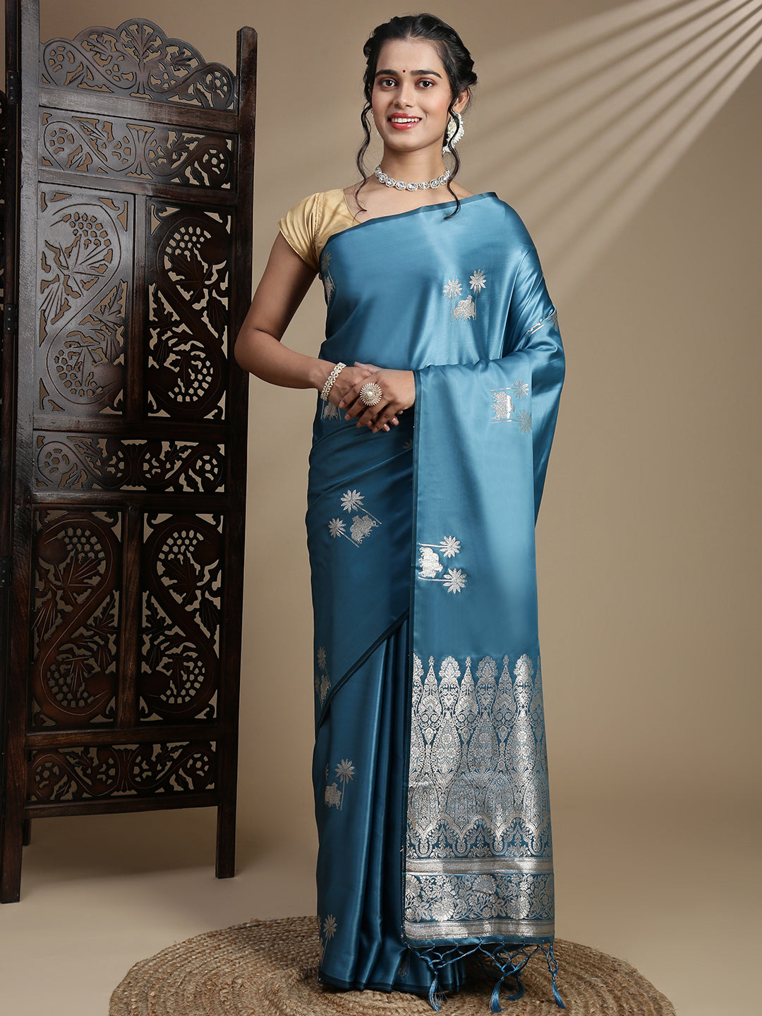 Women Blue Soft Silk Saree SS389