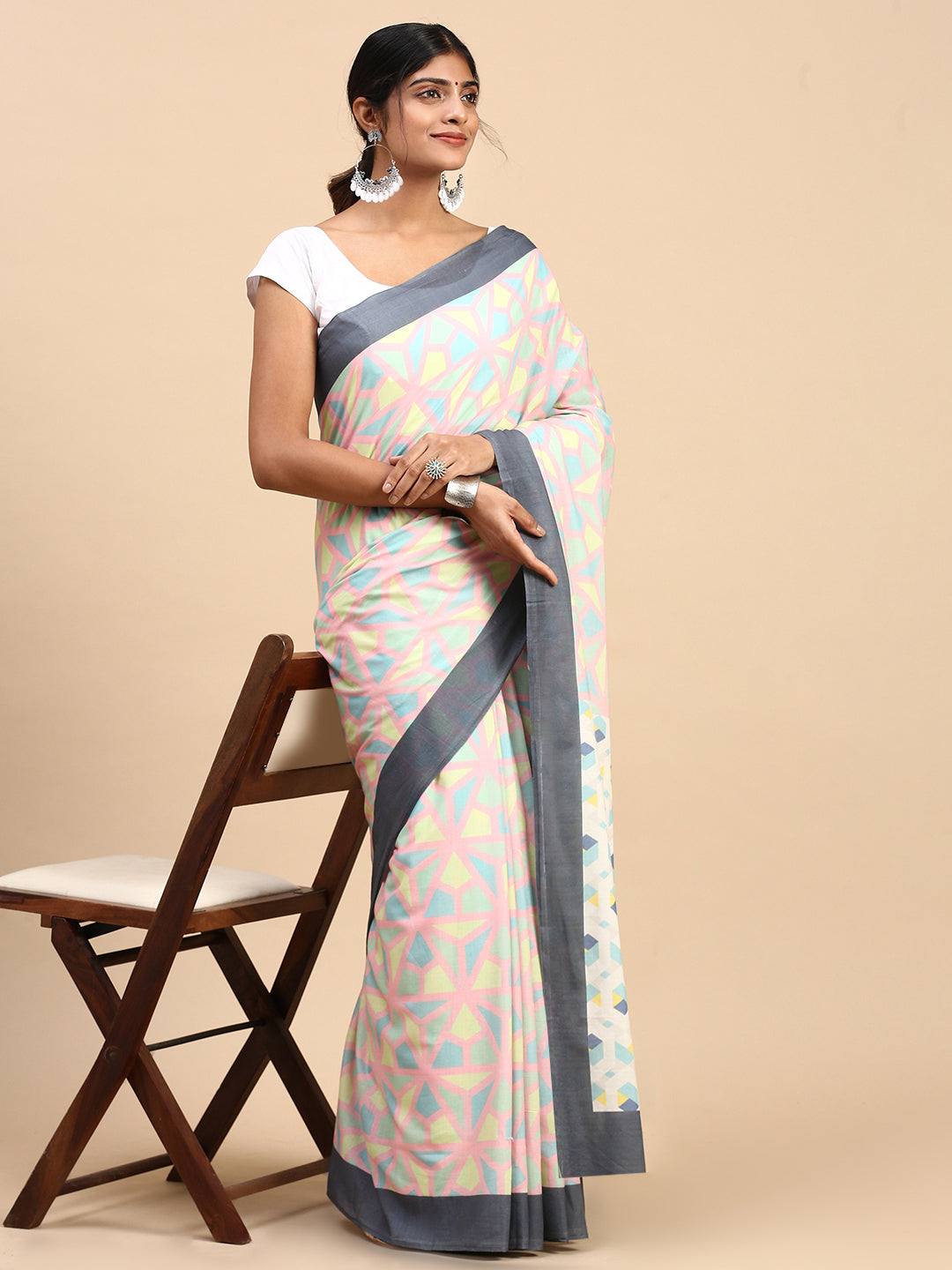 Women Organic Cotton Saree Pink PCS111