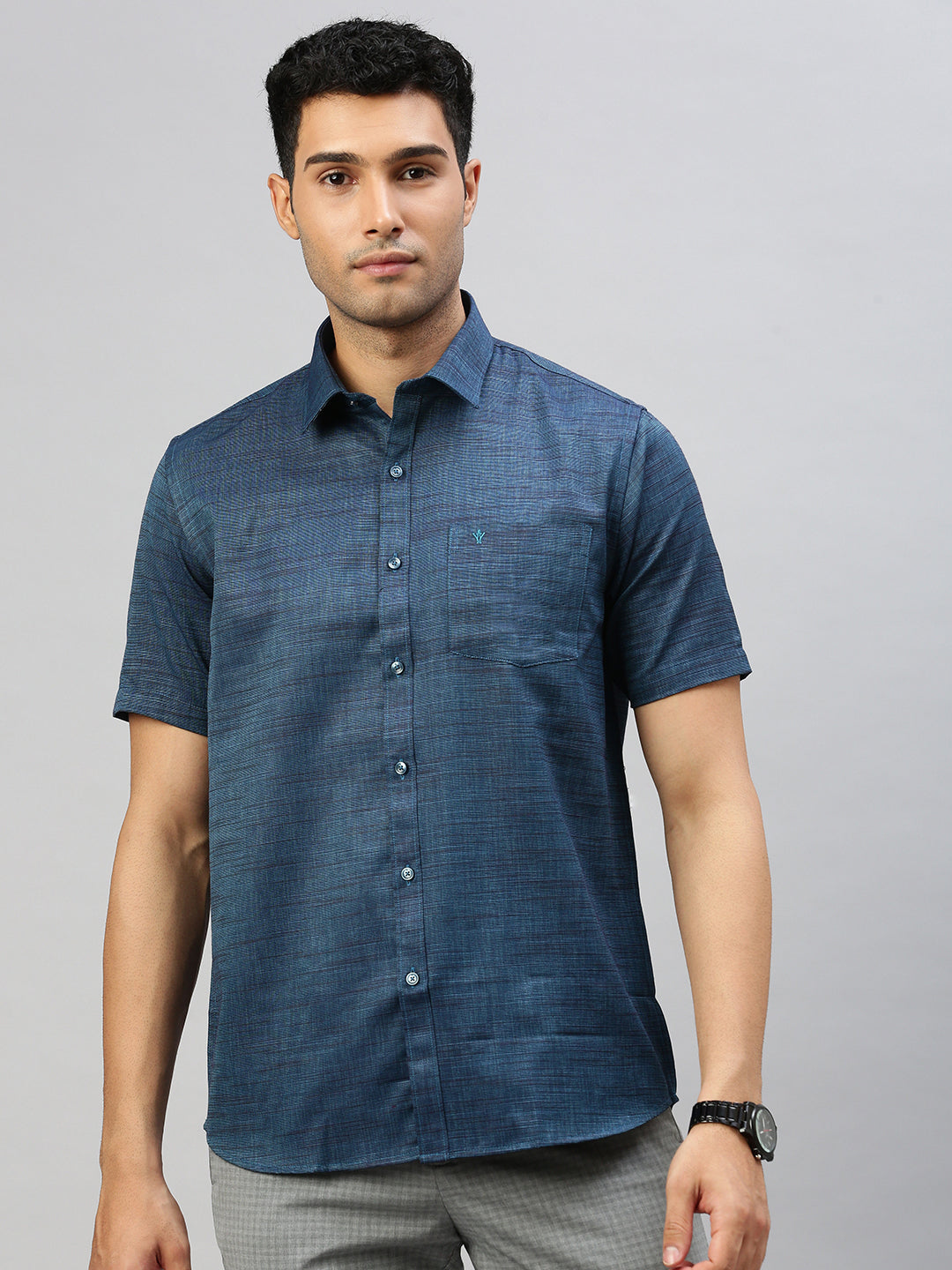 Mens Cotton Blend Shirt Navy T33 TI5