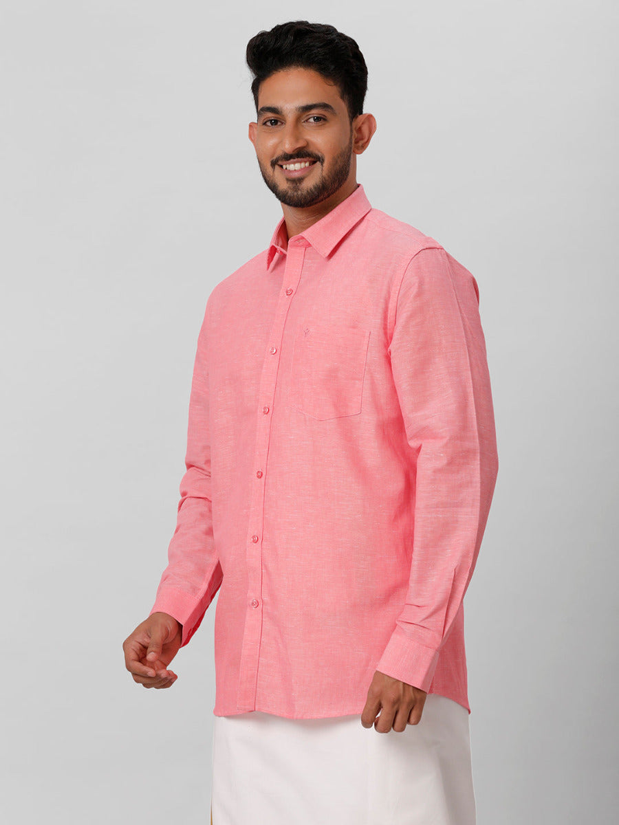 Men Linen Cotton Light Pink Shirt LF2