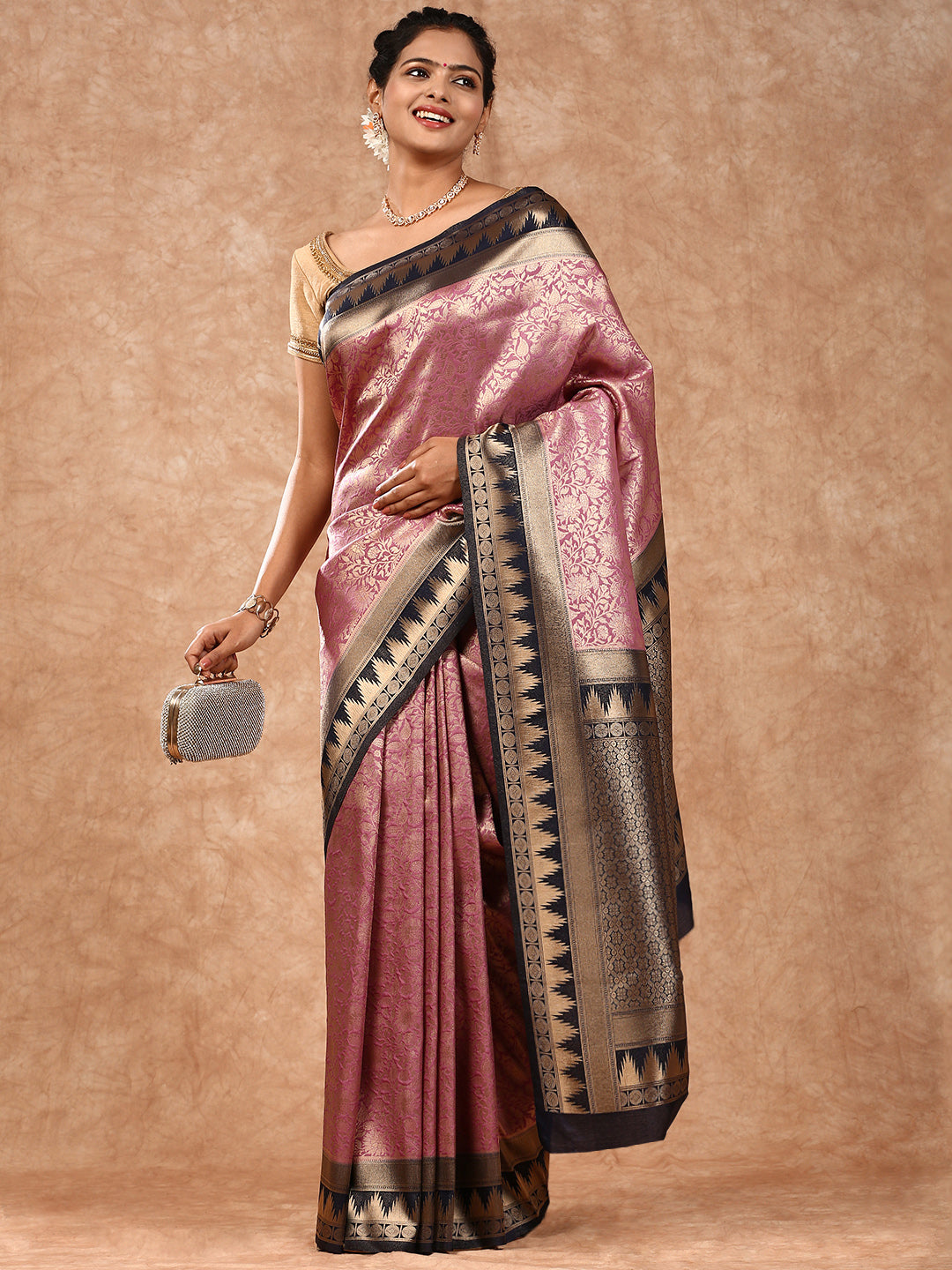 Women Semi Silk Saree Violet SS211