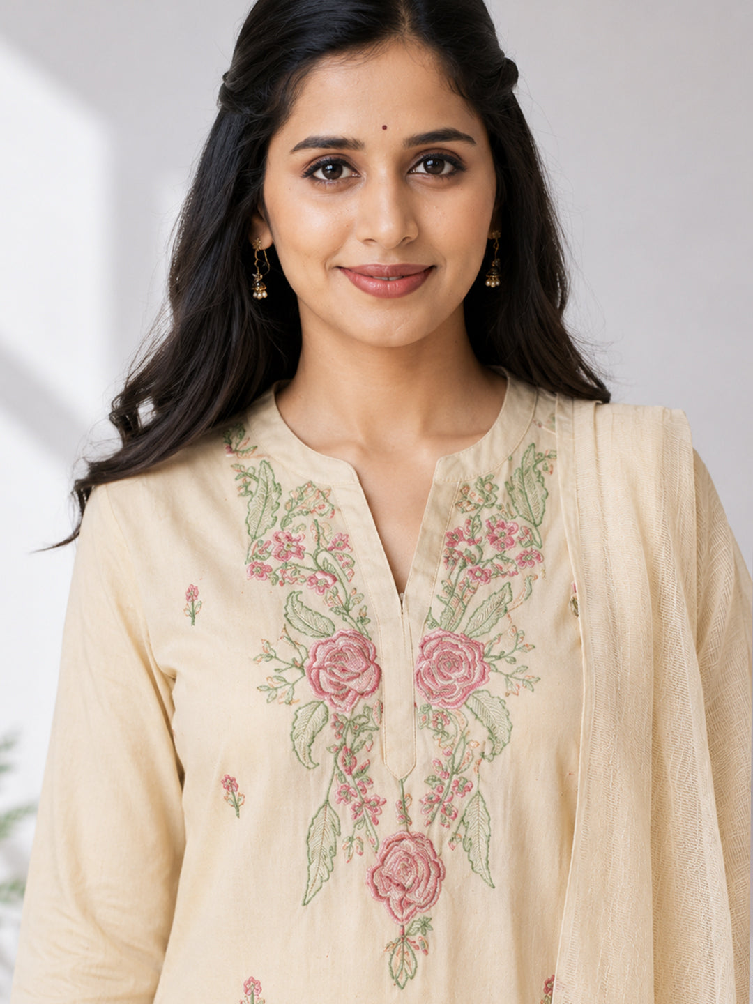 Women Cotton Embroidered Sandal Kurti Set EKS133