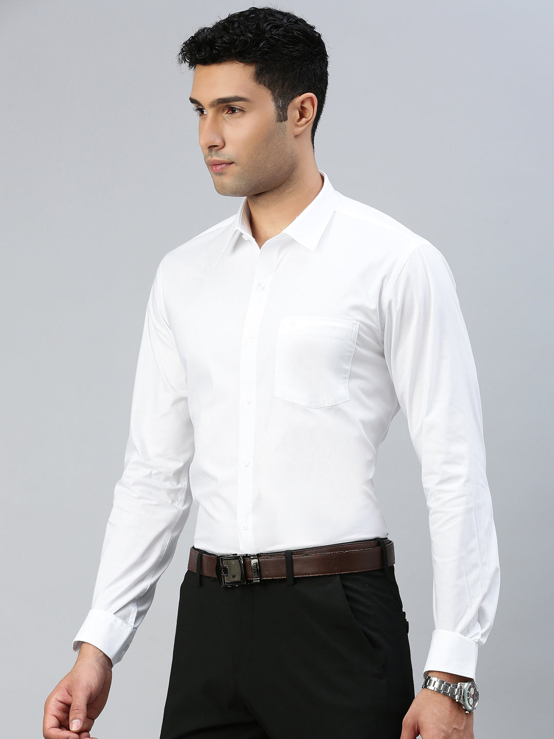 Mens Smart Fit Cotton White Shirt  Challenge