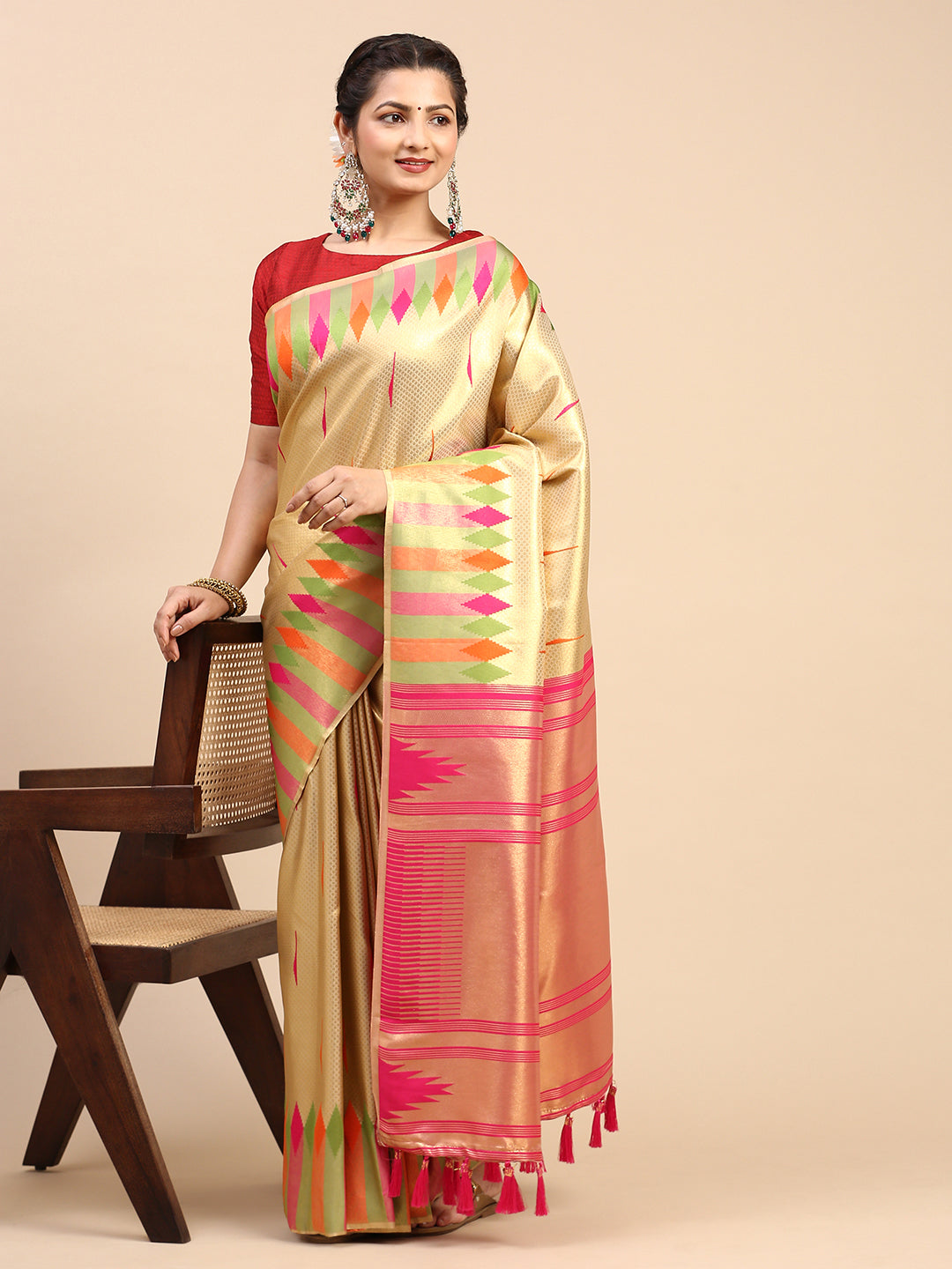 Womens Semi Silk Saree Sandal SS249