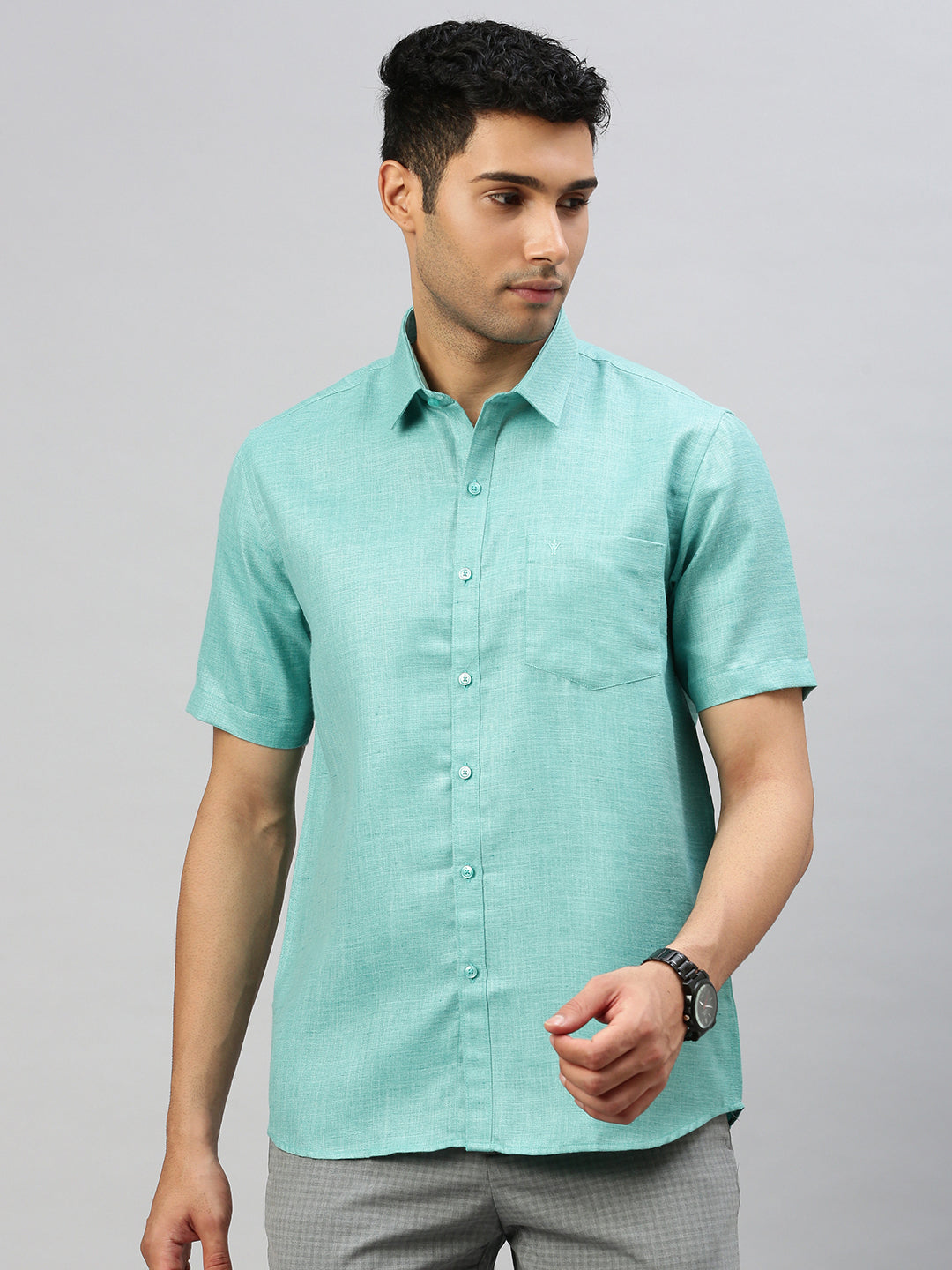 Mens Cotton Rich Shirt Green T7 CG14