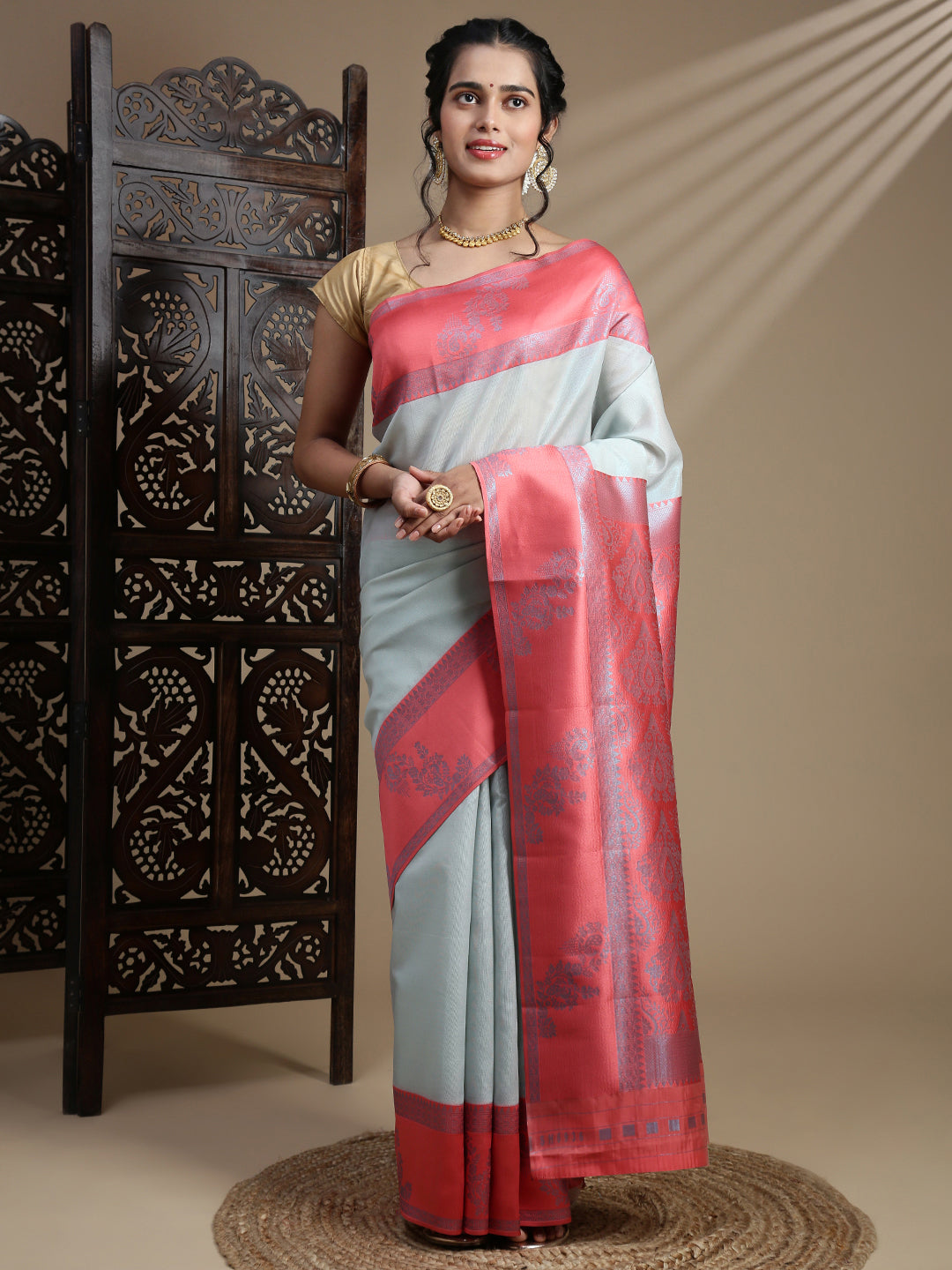 Couple Combo Shirt & Dhoti Set with Saree Ramar Green TS59