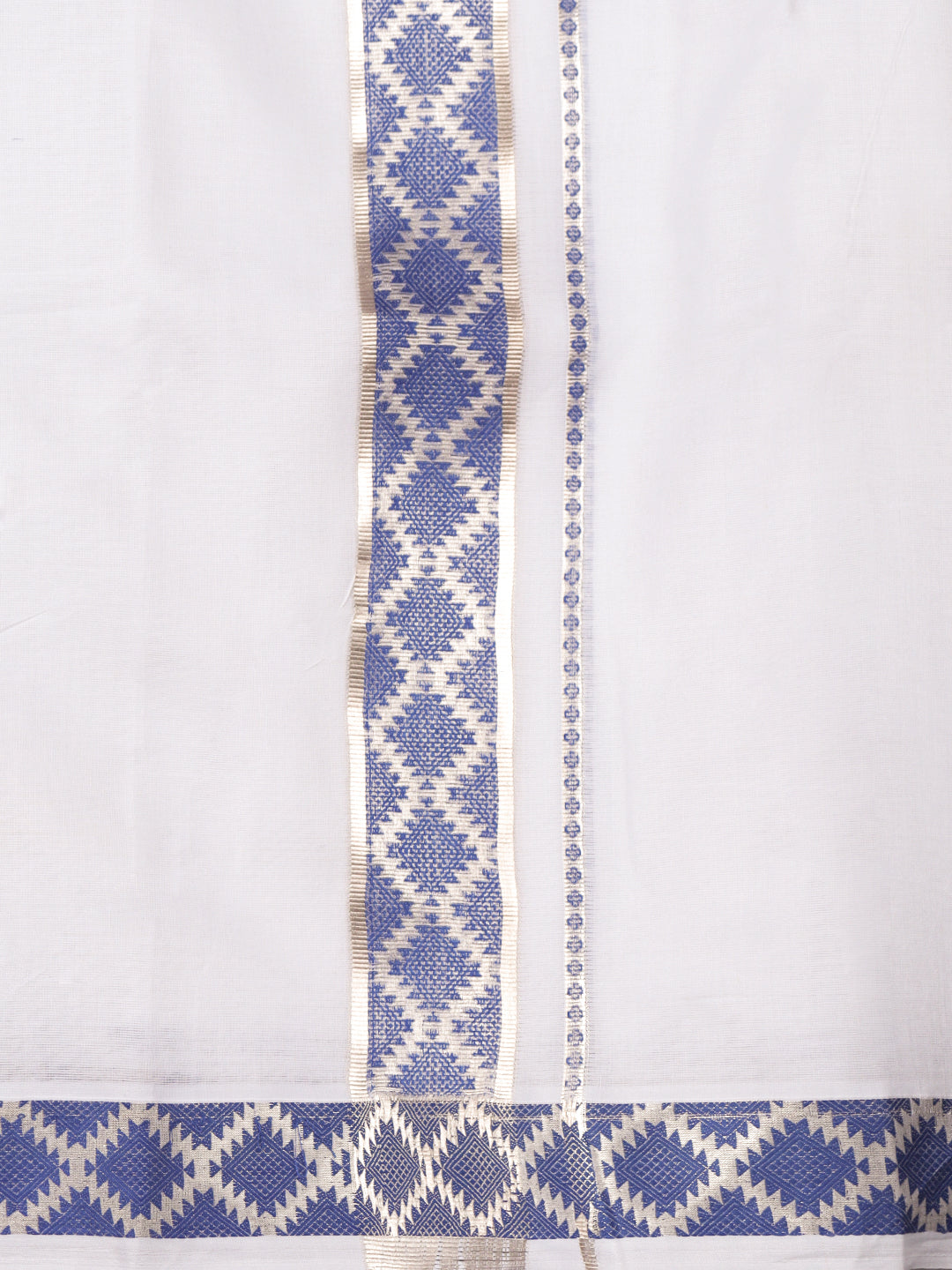 Men Premium Cotton Double Layer White Dhoti with Fancy Jari Border LC28
