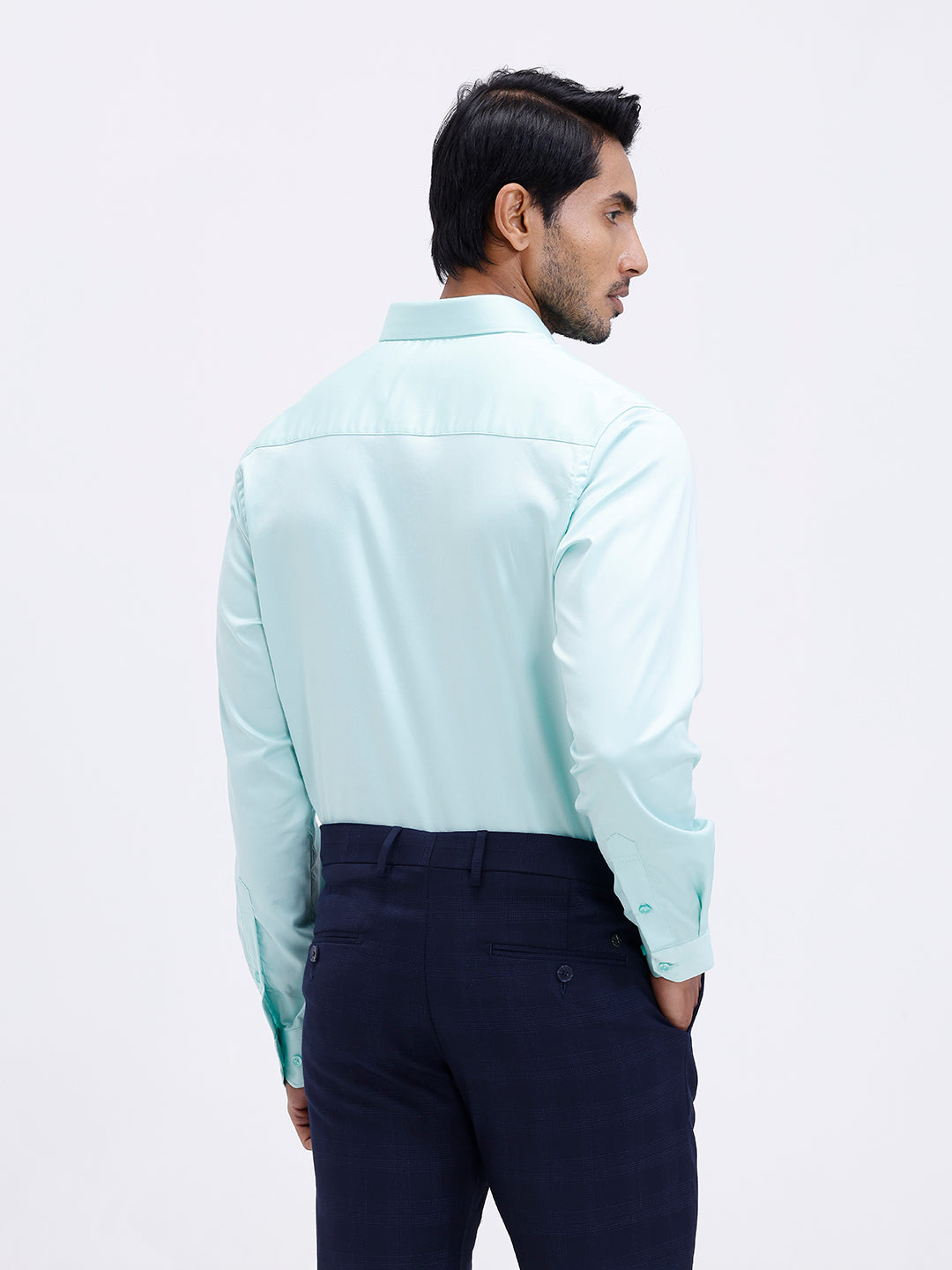 Men Cotton Blend Shirt Snowmint Green T53 ACT10