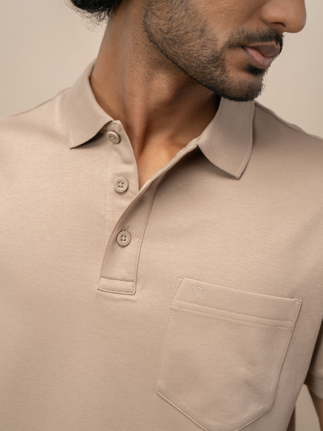 Men Extra Long Staple Cotton Smart Fit Apex Polo T-Shirt Desert Beige AX4