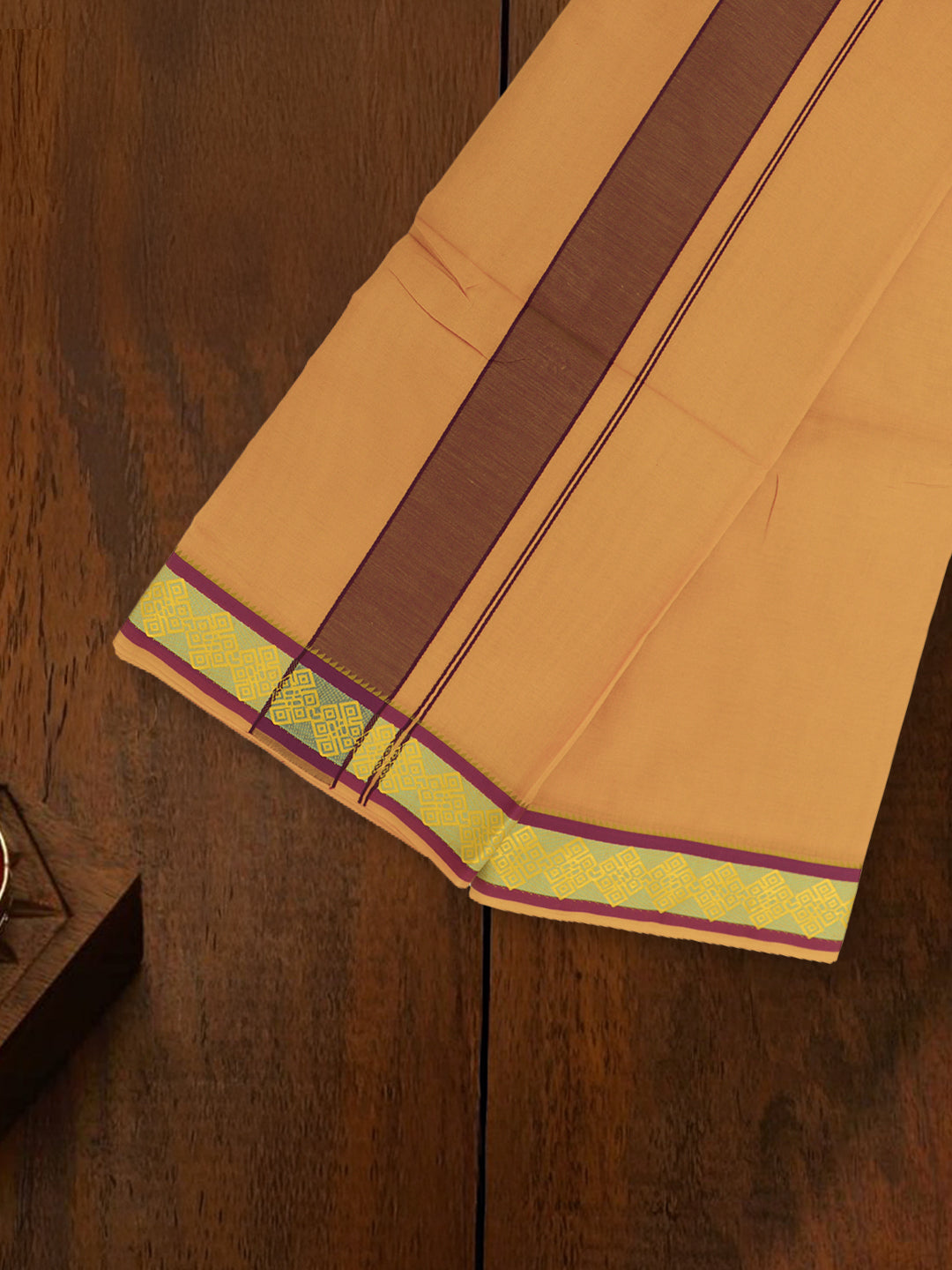 Men 100% Cotton Panchakacham with Angavasthram Set Adinath Kavi (9+5)
