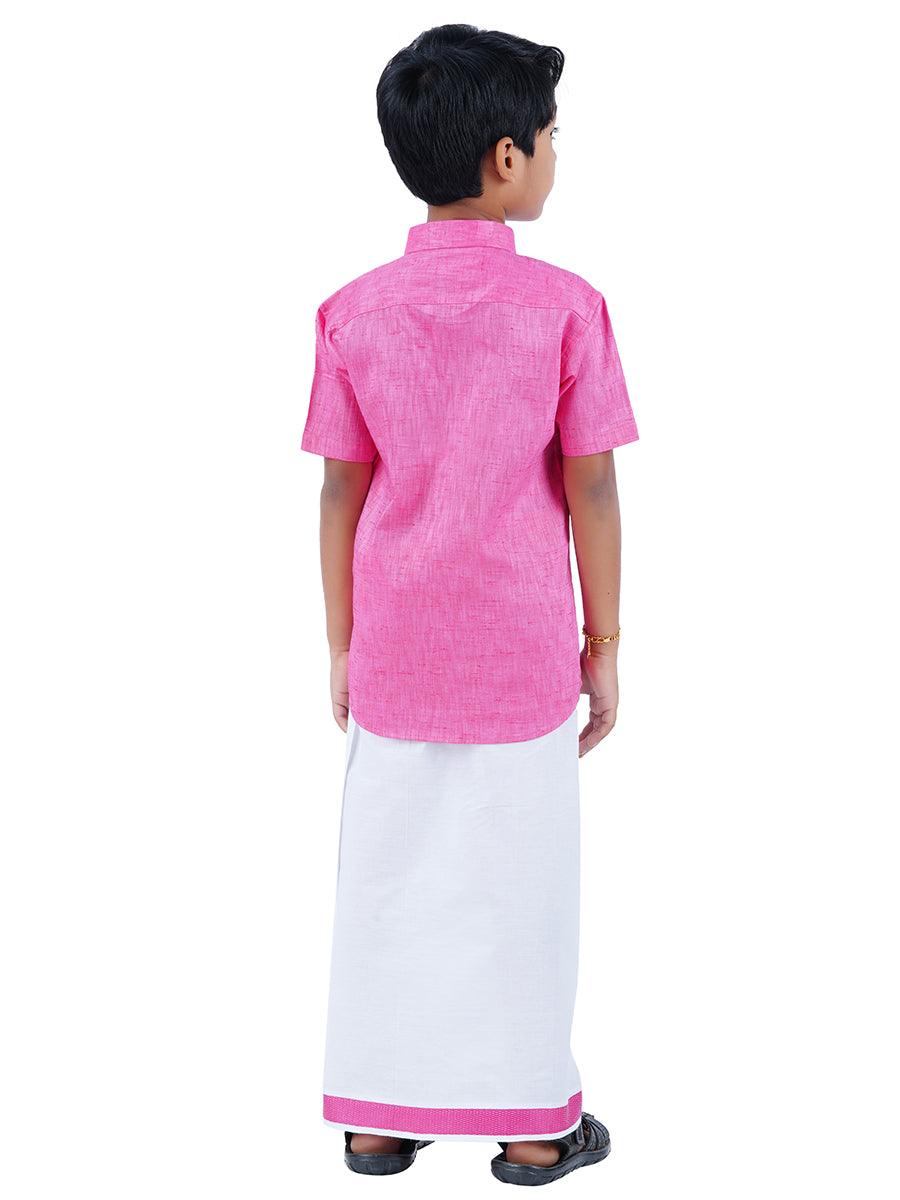 Like Father Like Son Half Sleeves Combo Set Pink