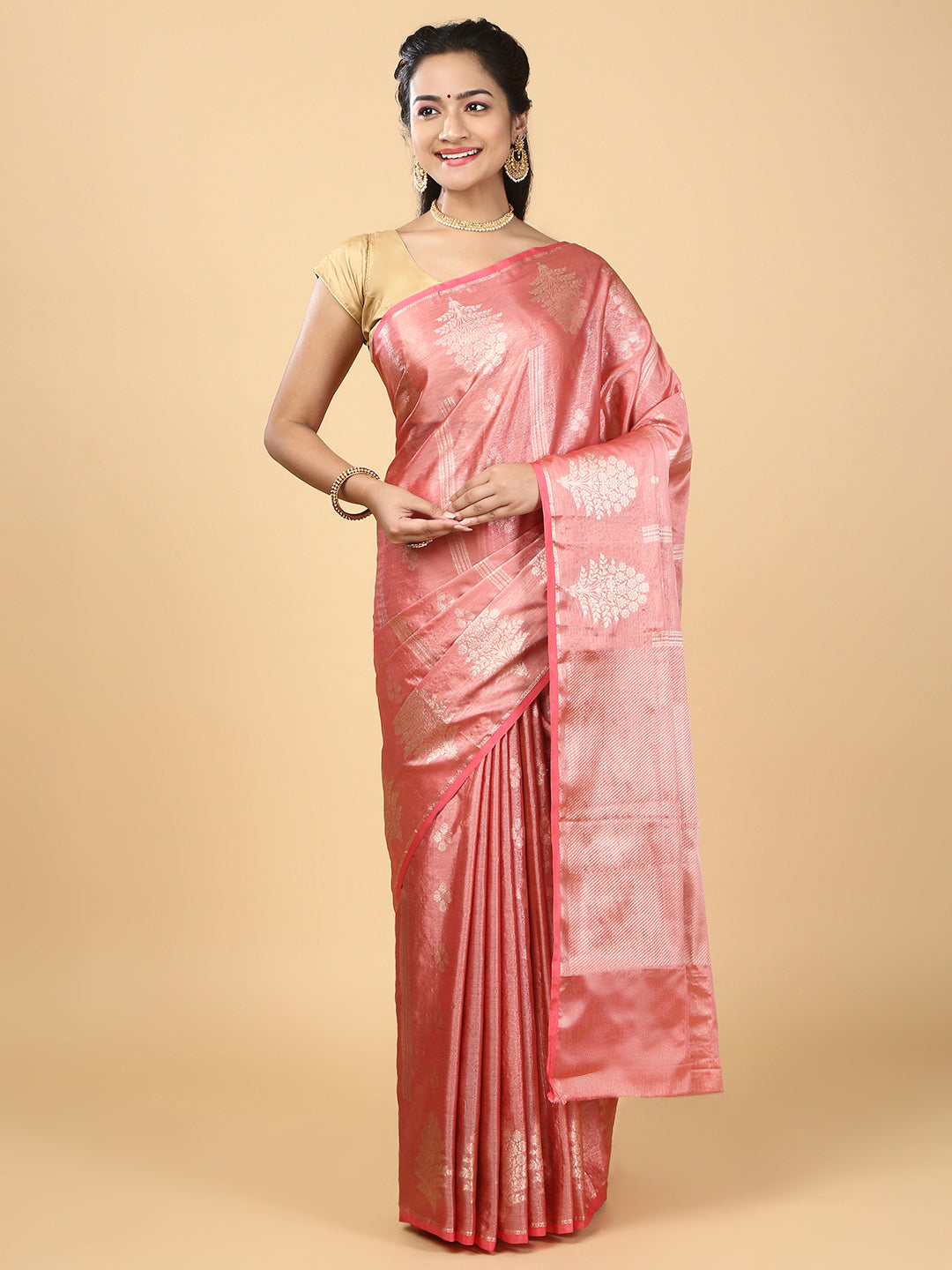 Couple Combo Shirt & Dhoti Set with Saree Pink SS323