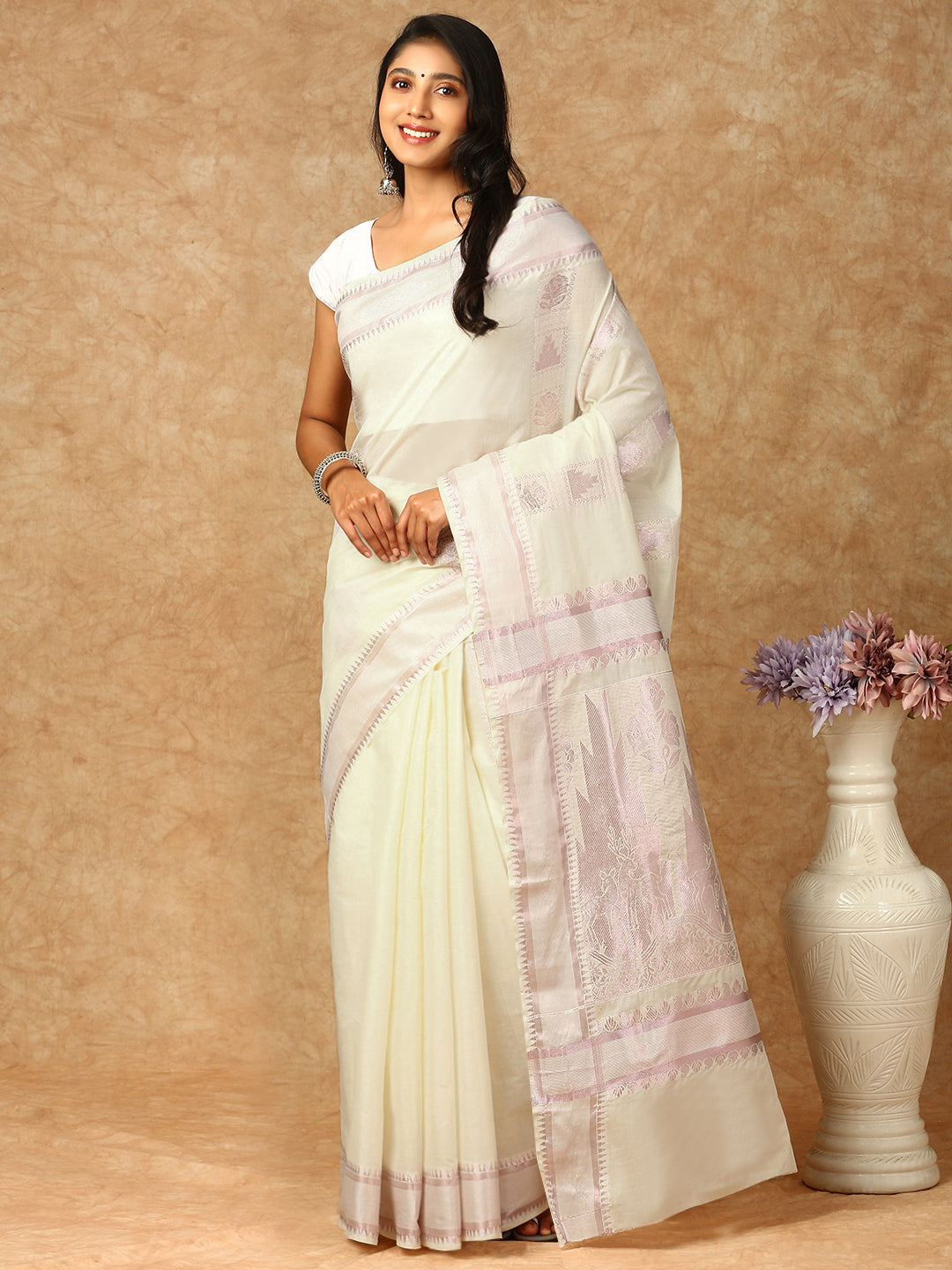 Couple Combo Shirt & Dhoti Set with Saree Rose Gold KS149