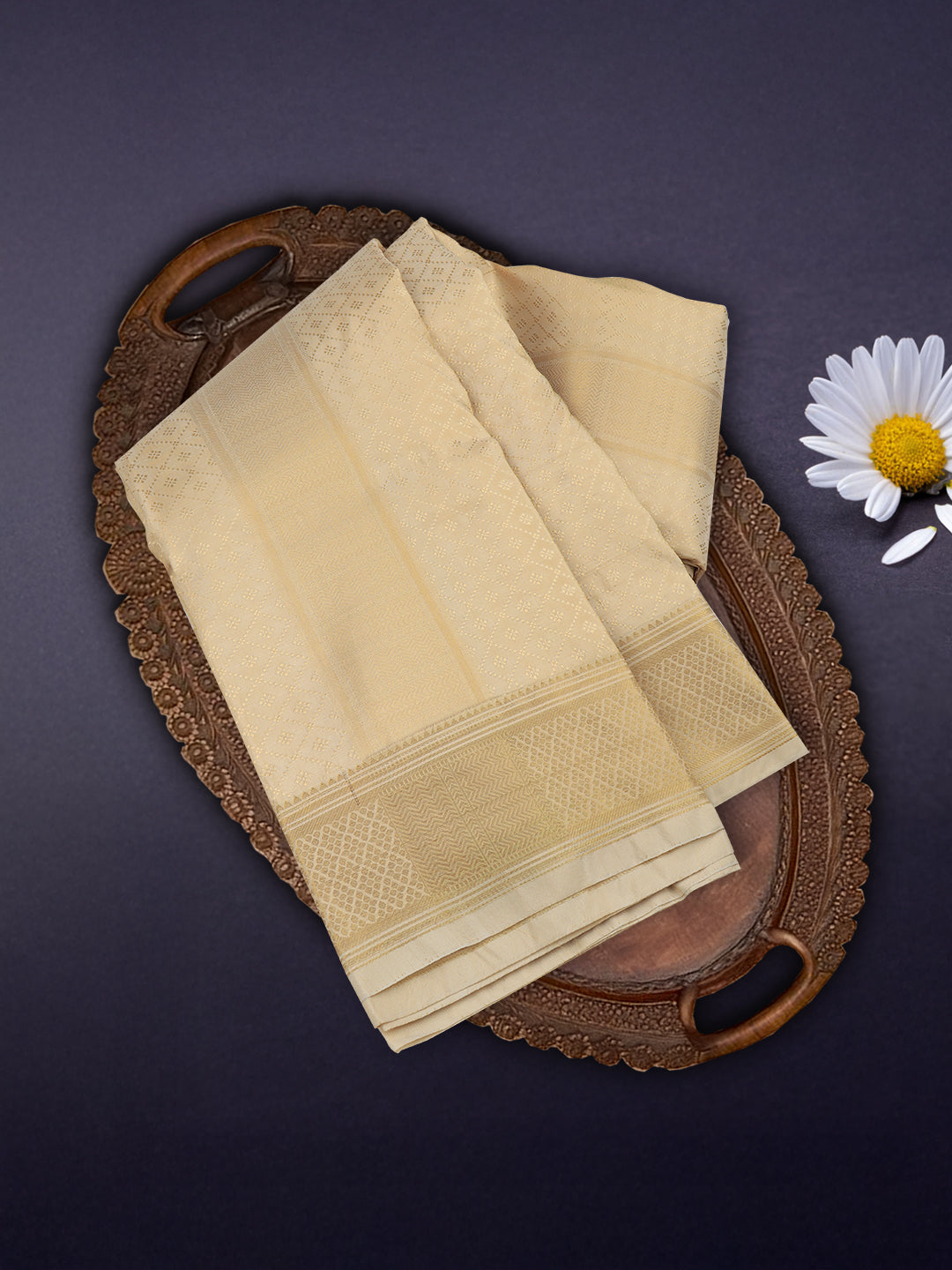 Men Art Silk Wedding Shirting Dhoti & Towel Set F.Peach Touch Tone TT28